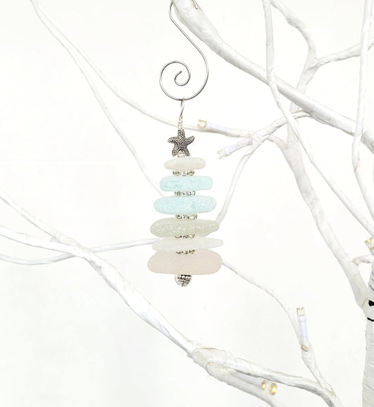 Sea Glass Christmas Tree Ornament/Sea Glass Pine Tree Ornament/Genuine Sea Glass Tree Ornament/8