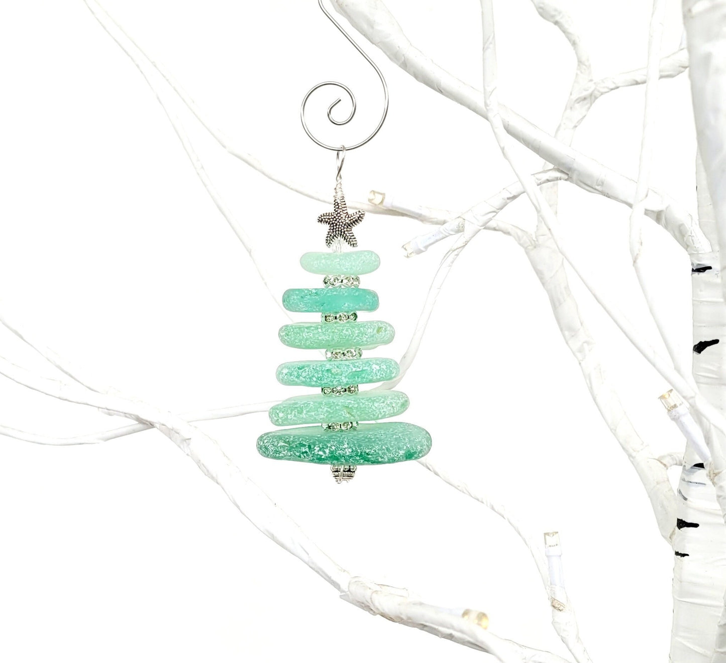 Sea Glass Christmas Tree Ornament/Sea Glass Pine Tree Ornament/Genuine Sea Glass Tree Ornament/9