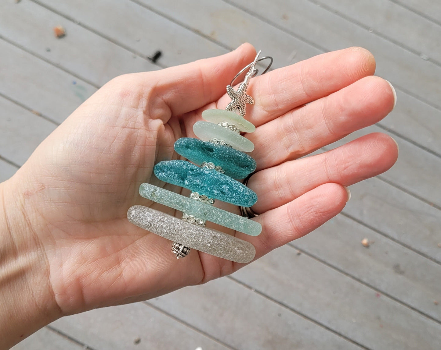 Sea Glass Christmas Tree Ornament/Sea Glass Pine Tree Ornament/Genuine Sea Glass Tree Ornament/11