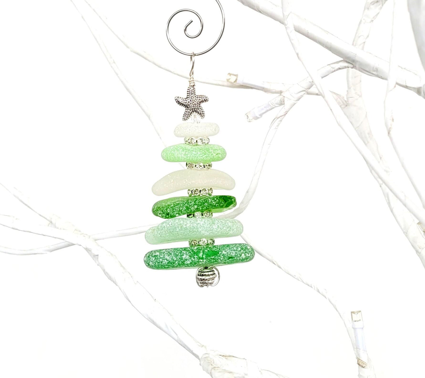 Sea Glass Christmas Tree Ornament/Sea Glass Pine Tree Ornament/Genuine Sea Glass Tree Ornament/15