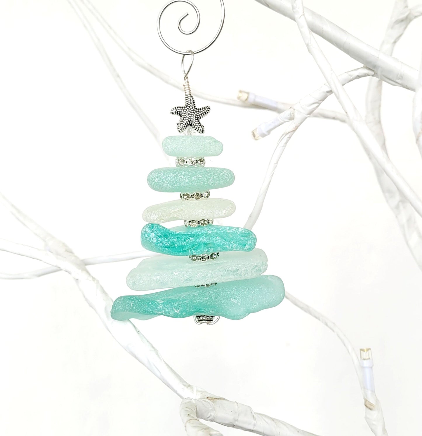 Sea Glass Christmas Tree Ornament/Sea Glass Pine Tree Ornament/Genuine Sea Glass Tree Ornament/17