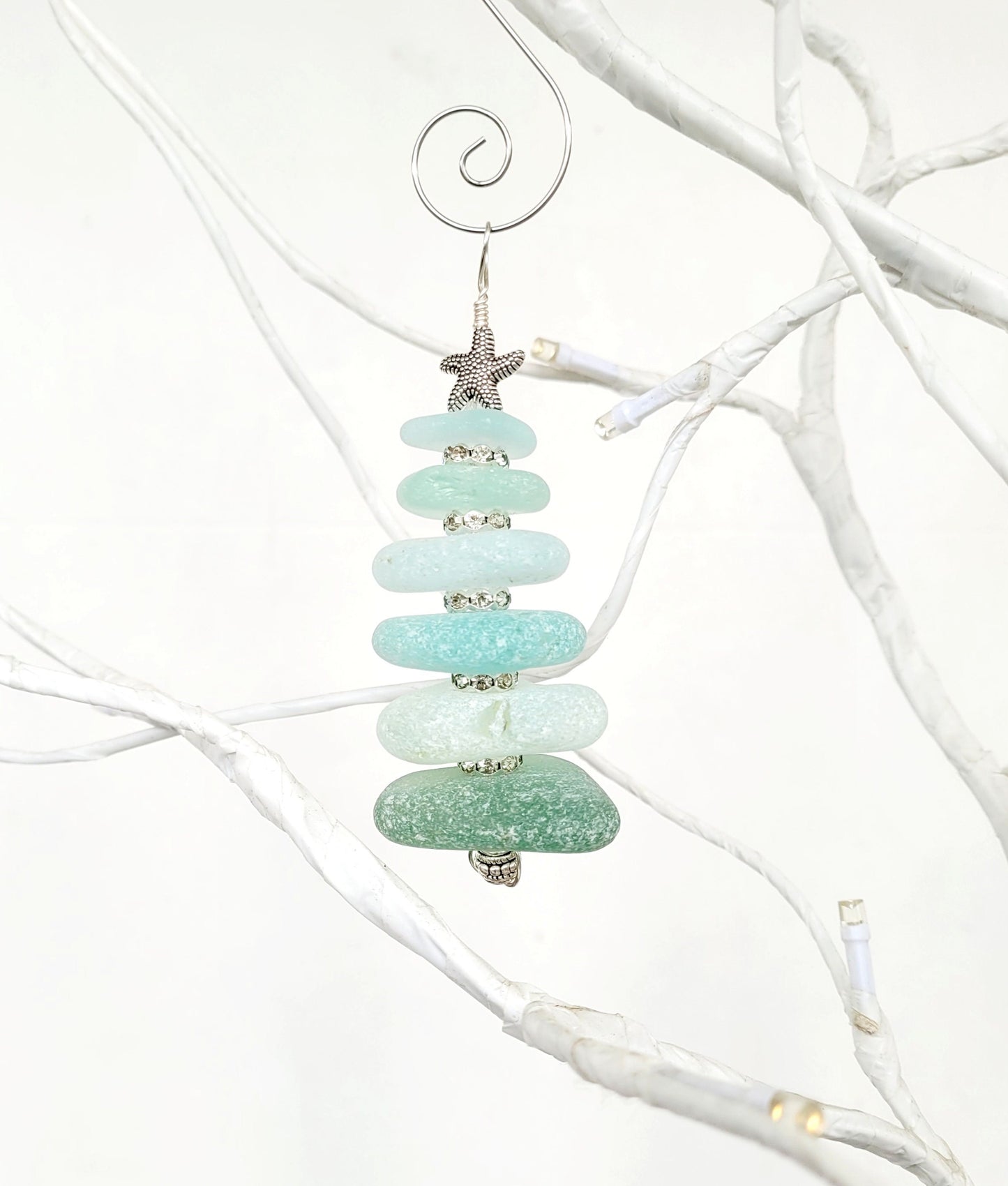 Sea Glass Christmas Tree Ornament/Sea Glass Pine Tree Ornament/Genuine Sea Glass Tree Ornament/18