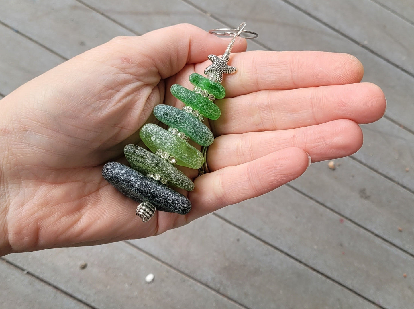 Sea Glass Christmas Tree Ornament/Sea Glass Pine Tree Ornament/Genuine Sea Glass Tree Ornament/19