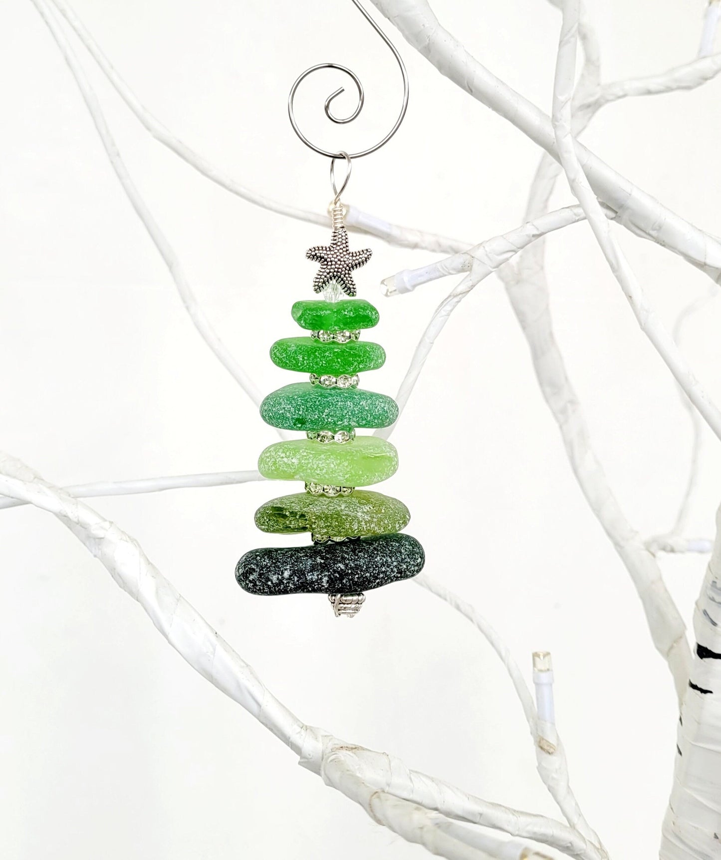 Sea Glass Christmas Tree Ornament/Sea Glass Pine Tree Ornament/Genuine Sea Glass Tree Ornament/19