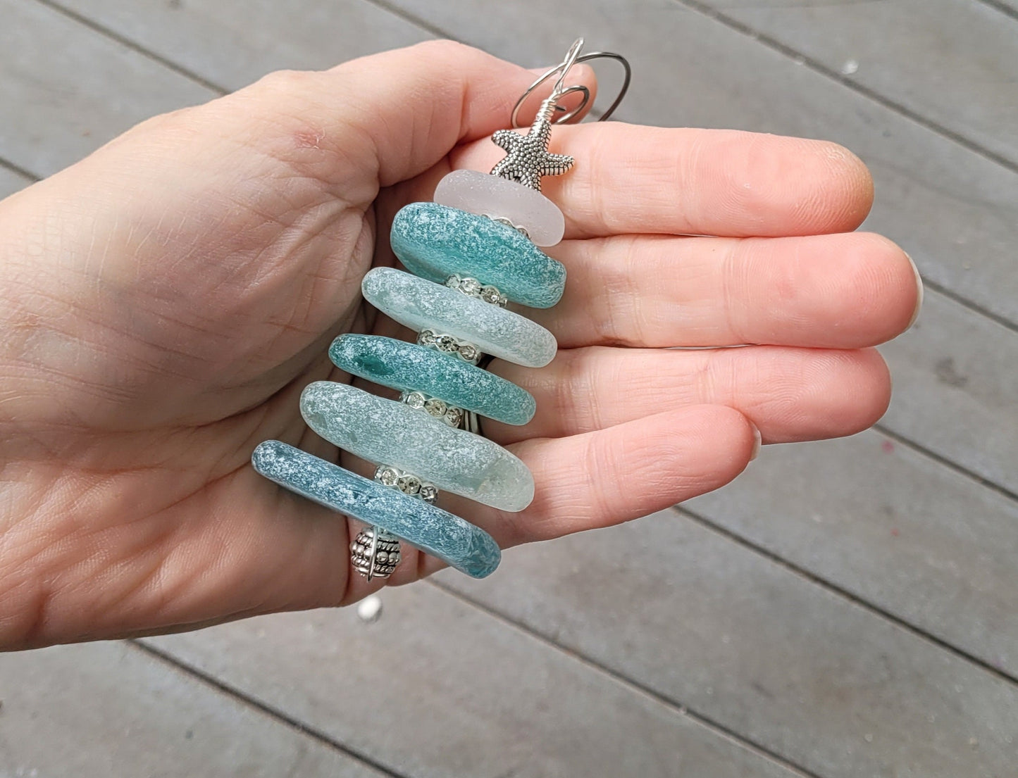 Sea Glass Christmas Tree Ornament/Sea Glass Pine Tree Ornament/Genuine Sea Glass Tree Ornament/21