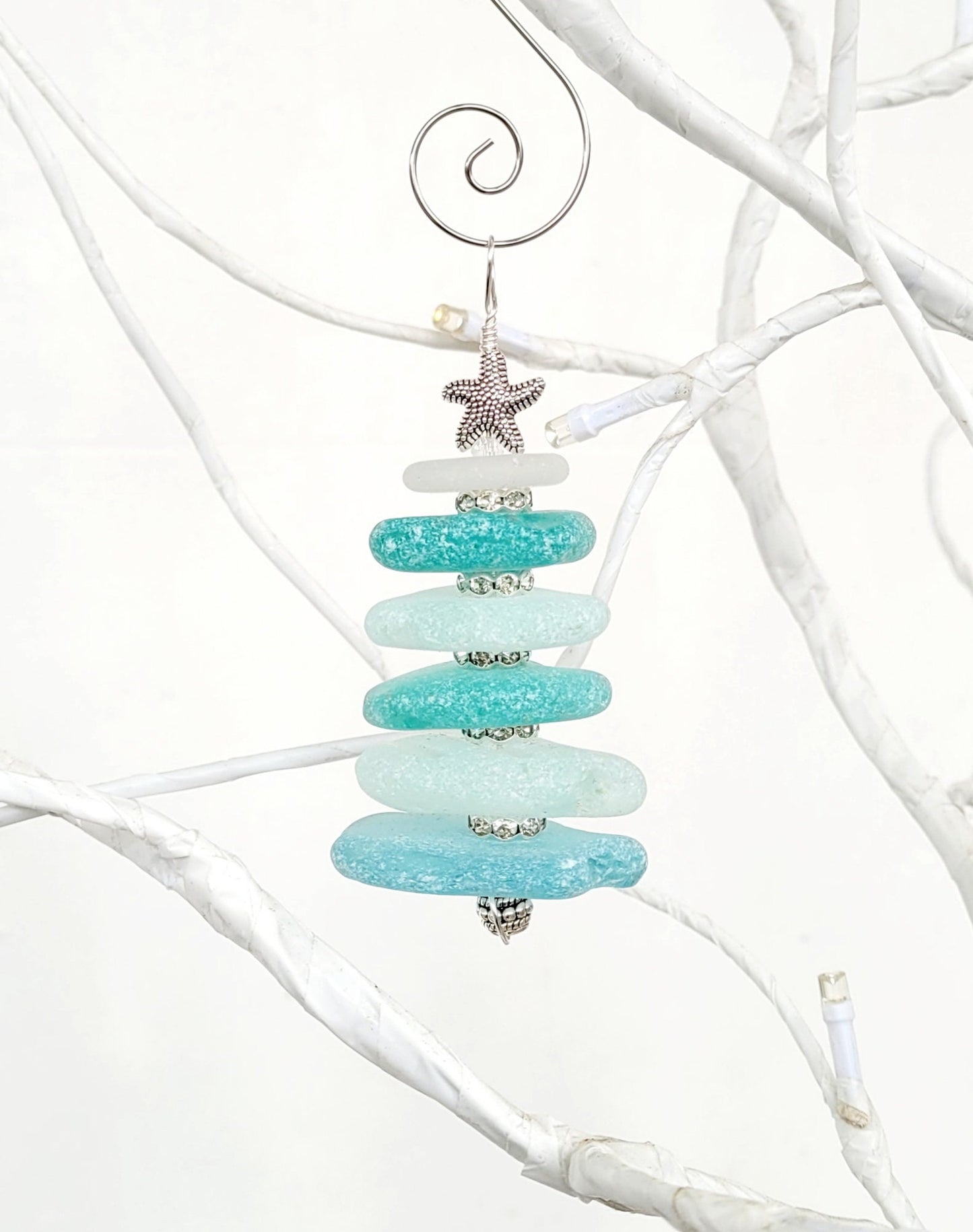 Sea Glass Christmas Tree Ornament/Sea Glass Pine Tree Ornament/Genuine Sea Glass Tree Ornament/21