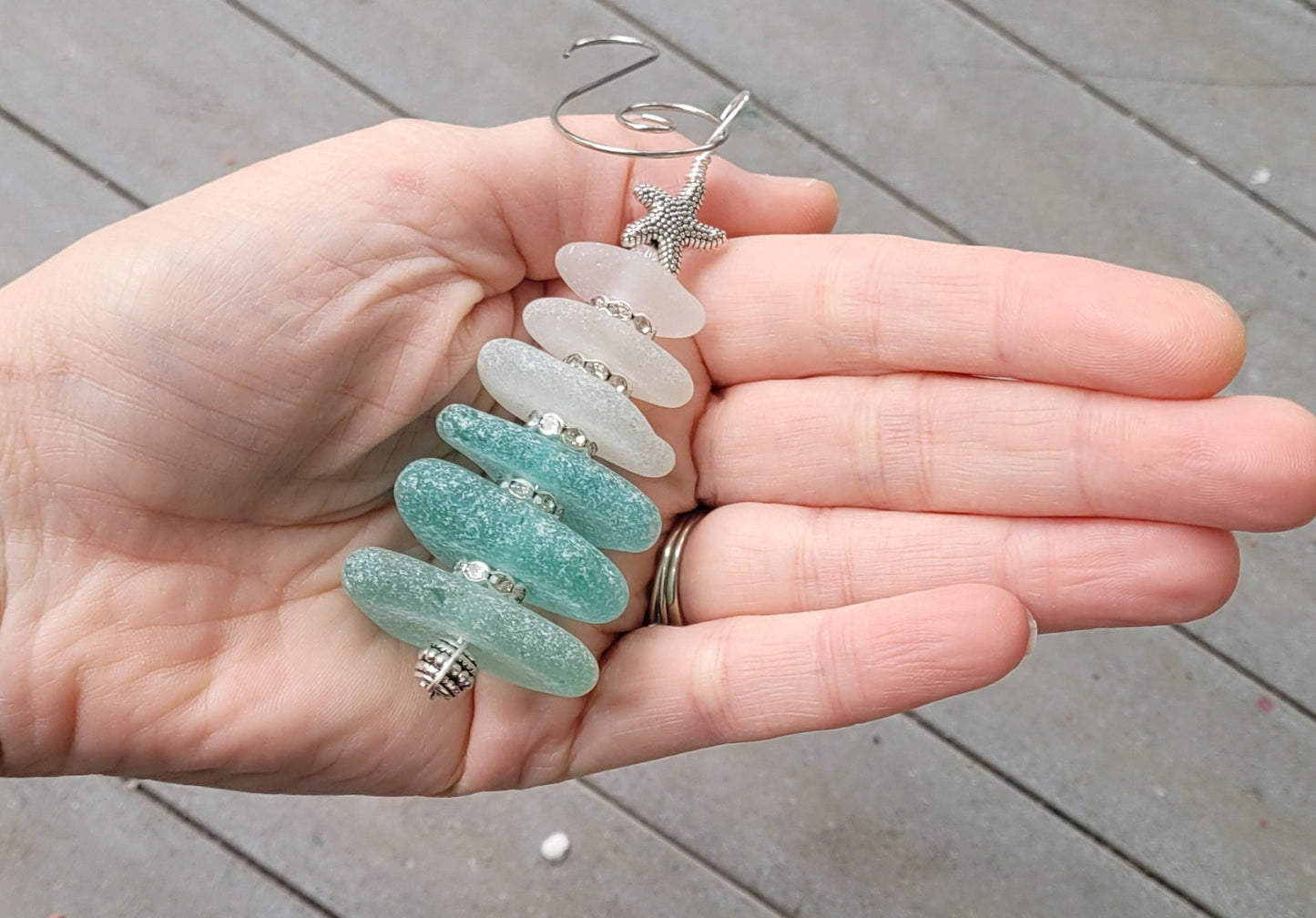 Sea Glass Christmas Tree Ornament/Sea Glass Pine Tree Ornament/Genuine Sea Glass Tree Ornament/22