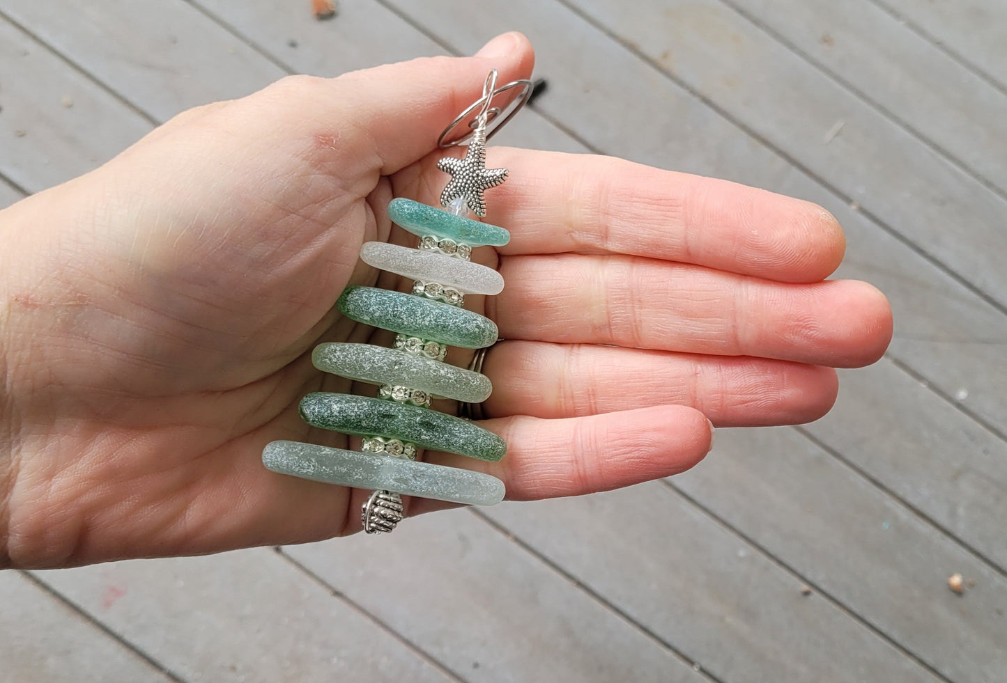 Sea Glass Christmas Tree Ornament/Sea Glass Pine Tree Ornament/Genuine Sea Glass Tree Ornament/23