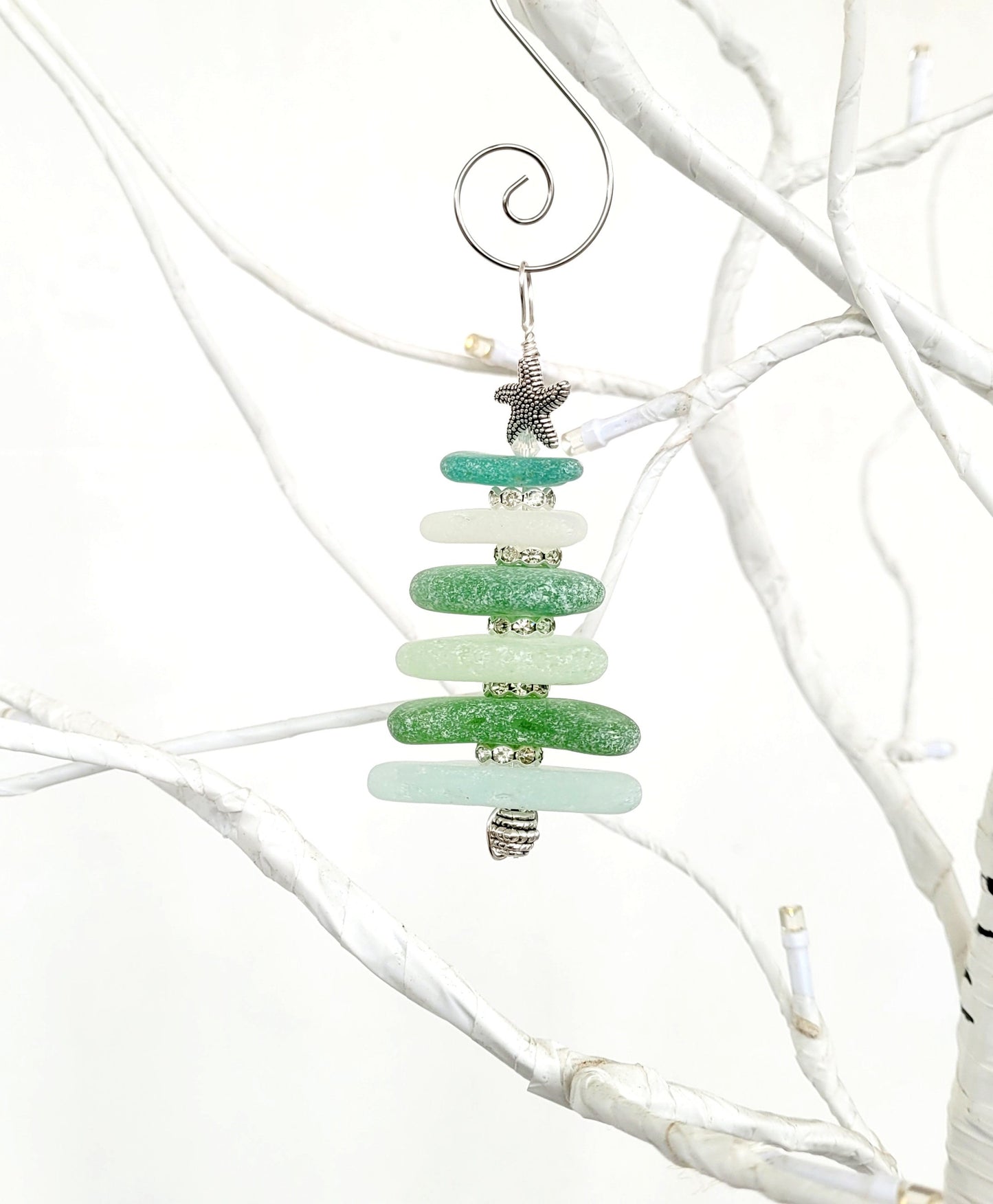 Sea Glass Christmas Tree Ornament/Sea Glass Pine Tree Ornament/Genuine Sea Glass Tree Ornament/23