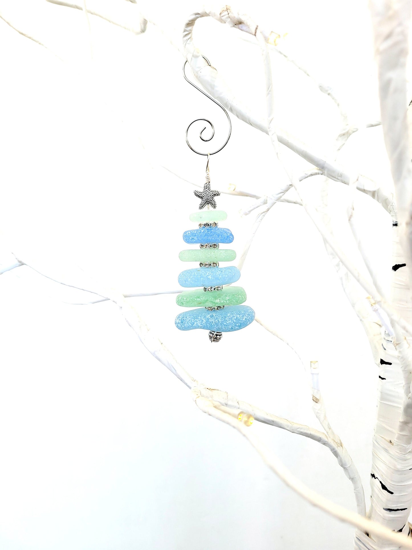 Sea Glass Christmas Tree Ornament/Sea Glass Pine Tree Ornament/Genuine Sea Glass Tree Ornament/25