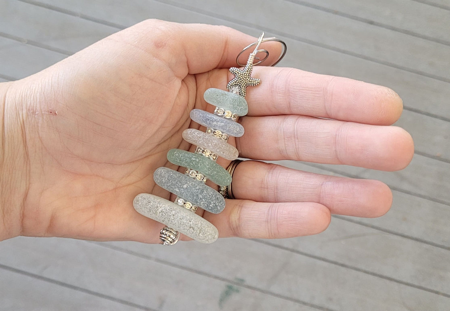 Sea Glass Christmas Tree Ornament/Sea Glass Pine Tree Ornament/Genuine Sea Glass Tree Ornament/26