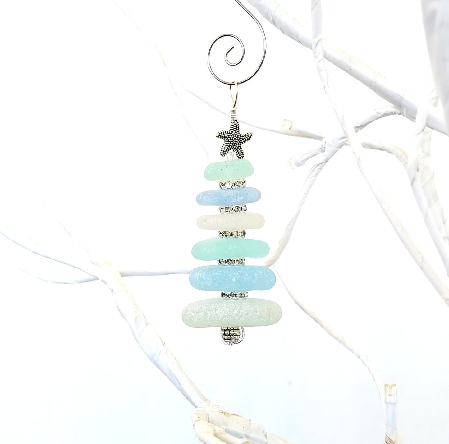 Sea Glass Christmas Tree Ornament/Sea Glass Pine Tree Ornament/Genuine Sea Glass Tree Ornament/26