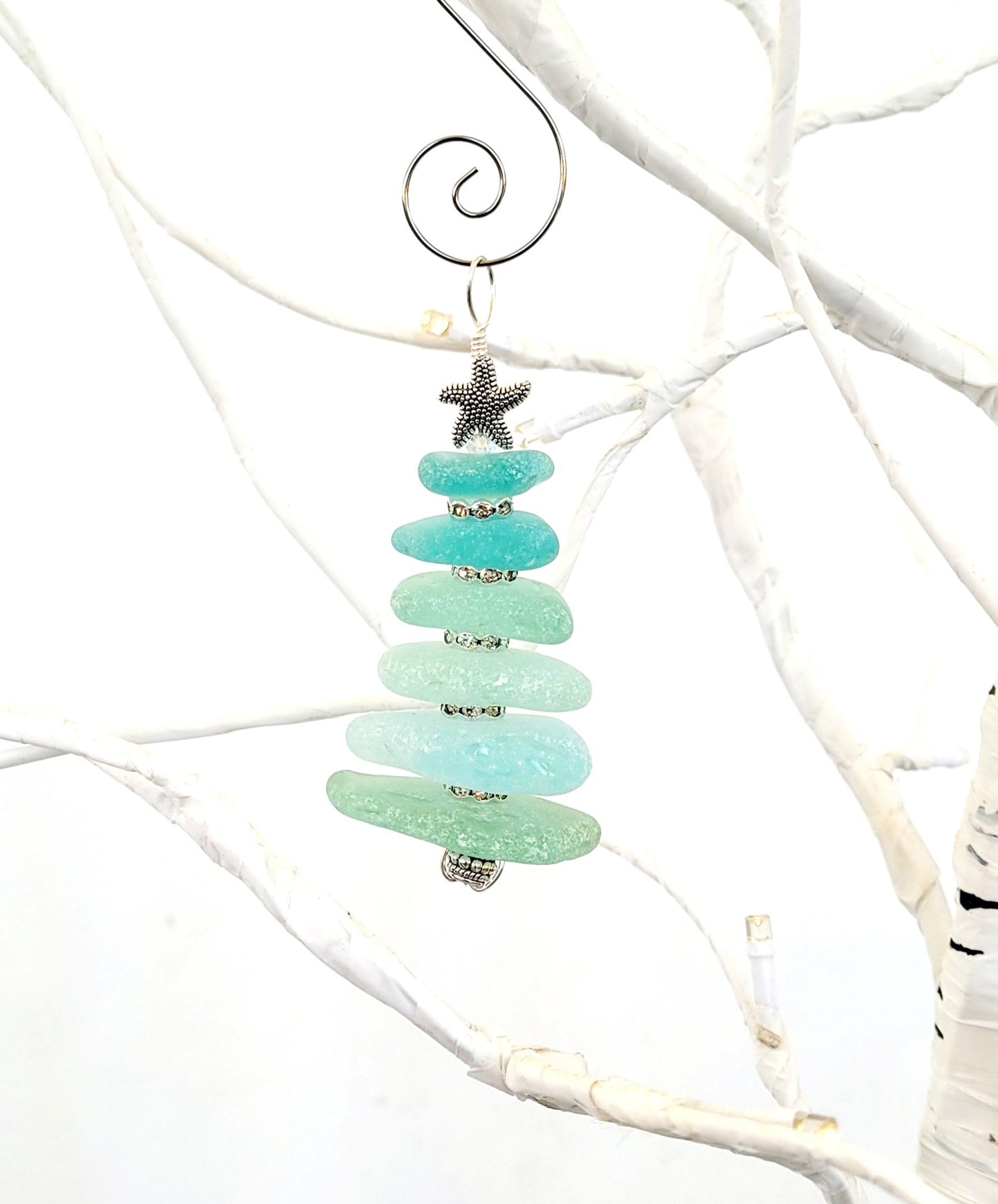 Sea Glass Christmas Tree Ornament/Sea Glass Pine Tree Ornament/Genuine Sea Glass Tree Ornament/27