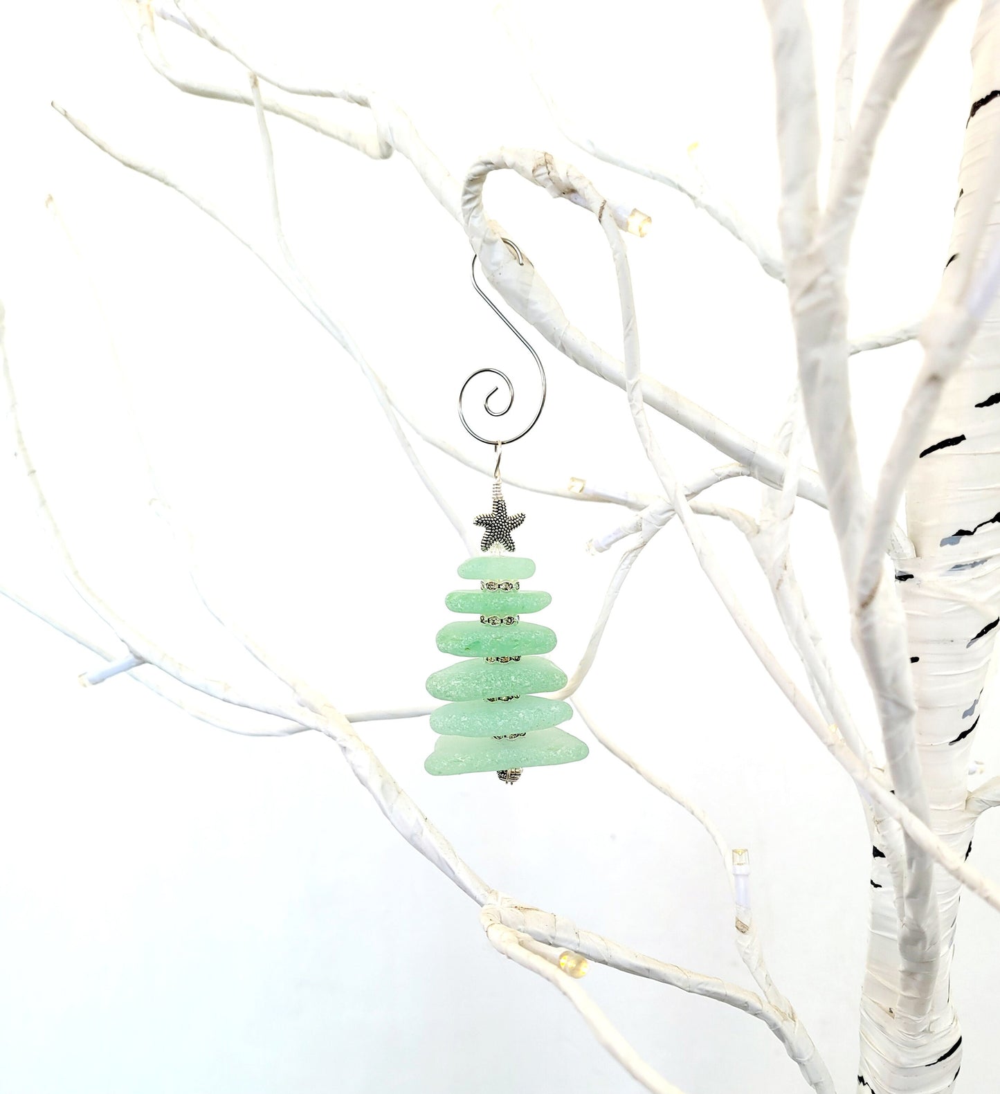 Sea Glass Christmas Tree Ornament/Sea Glass Pine Tree Ornament/Genuine Sea Glass Tree Ornament/28