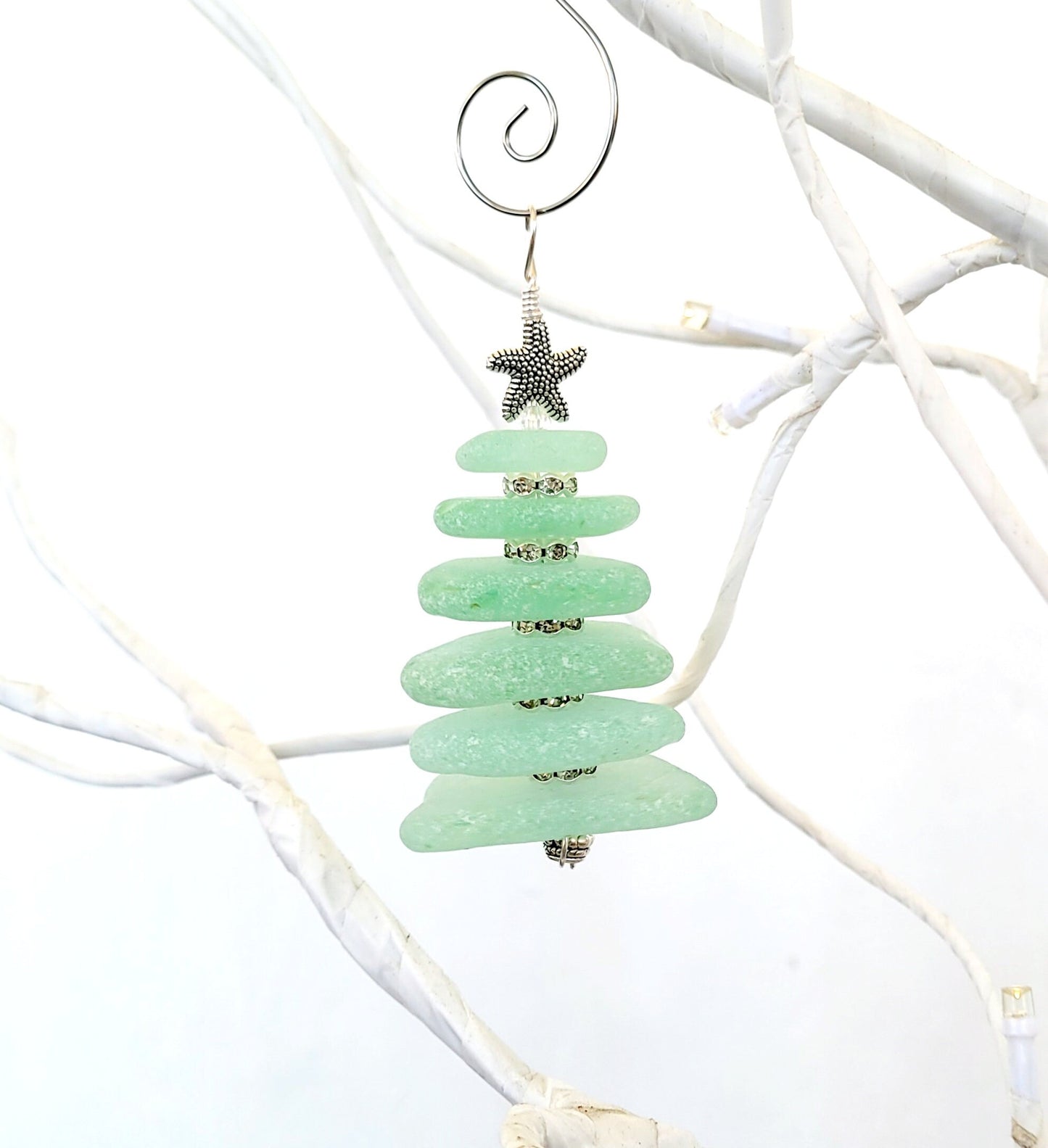 Sea Glass Christmas Tree Ornament/Sea Glass Pine Tree Ornament/Genuine Sea Glass Tree Ornament/28