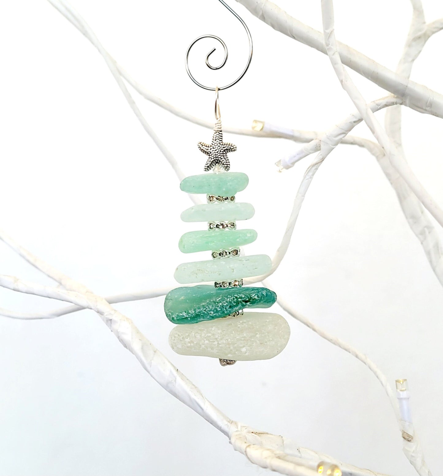 Sea Glass Christmas Tree Ornament/Sea Glass Pine Tree Ornament/Genuine Sea Glass Tree Ornament/29