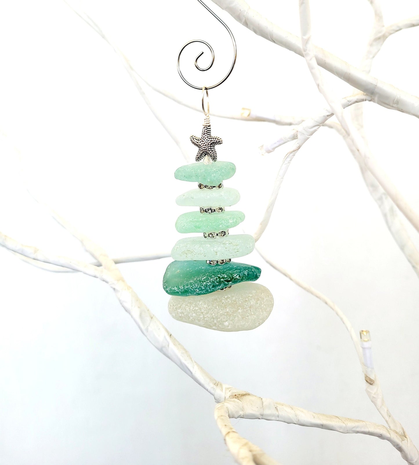 Sea Glass Christmas Tree Ornament/Sea Glass Pine Tree Ornament/Genuine Sea Glass Tree Ornament/29