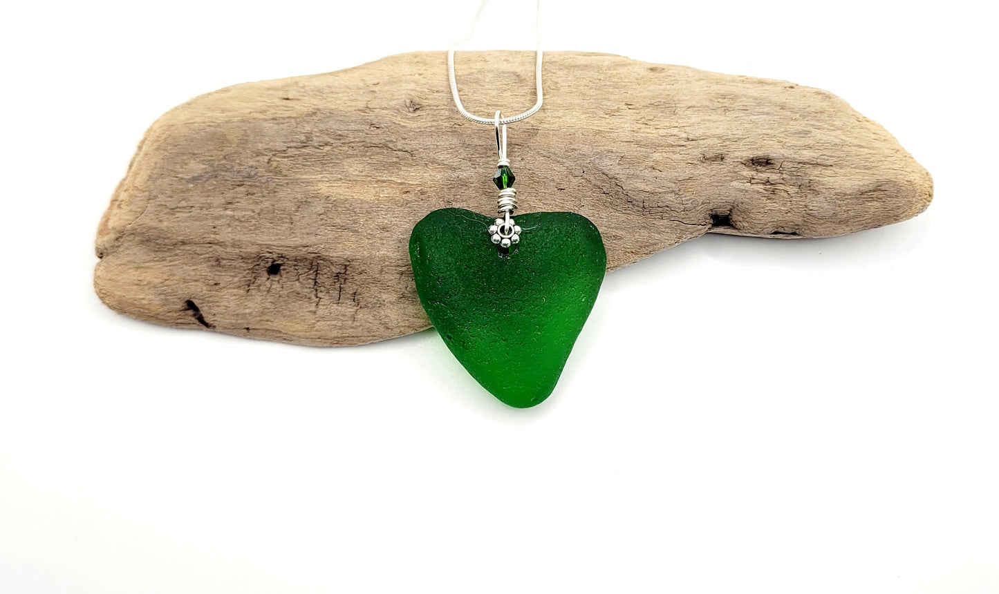 Genuine Sea Glass Pendant/Heart Sea Glass Pendant/Natural Heart Sea Glass Pendant/Anniversary Gift/Gift for her/Unique Gift/135