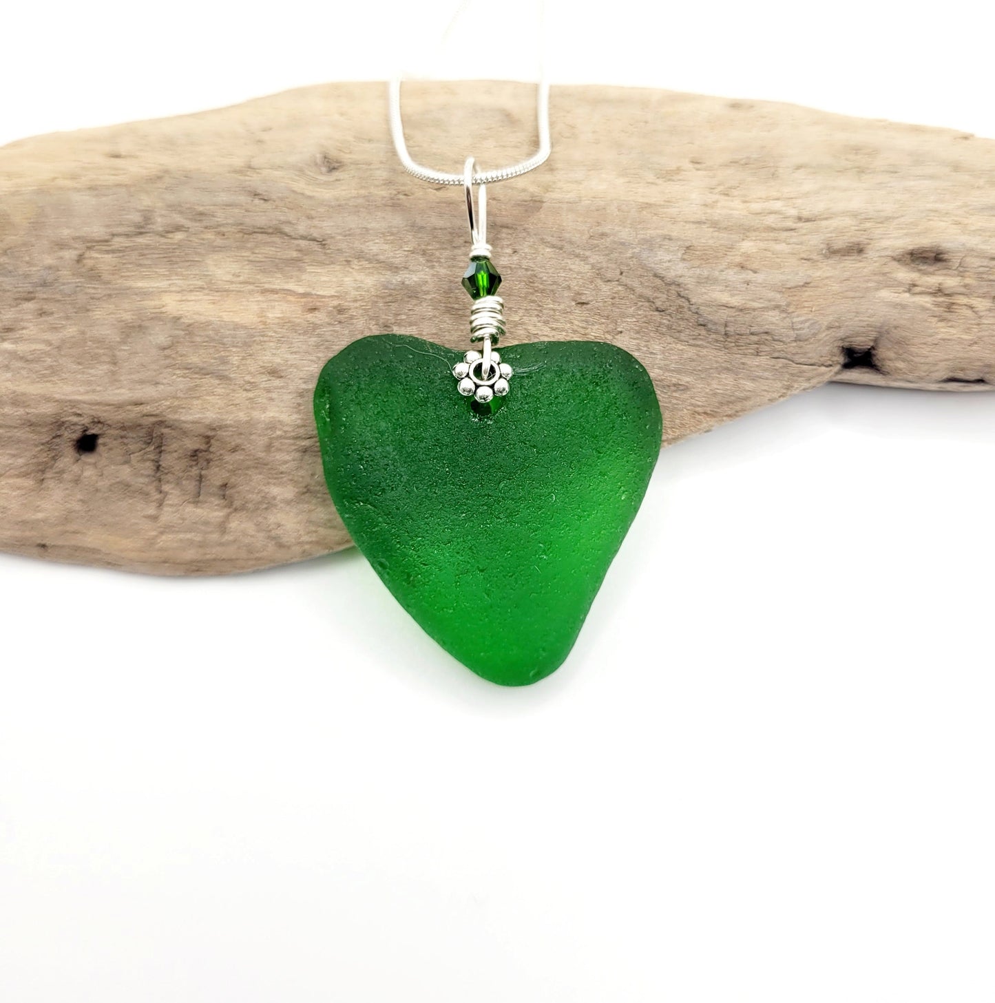 Genuine Sea Glass Pendant/Heart Sea Glass Pendant/Natural Heart Sea Glass Pendant/Anniversary Gift/Gift for her/Unique Gift/135