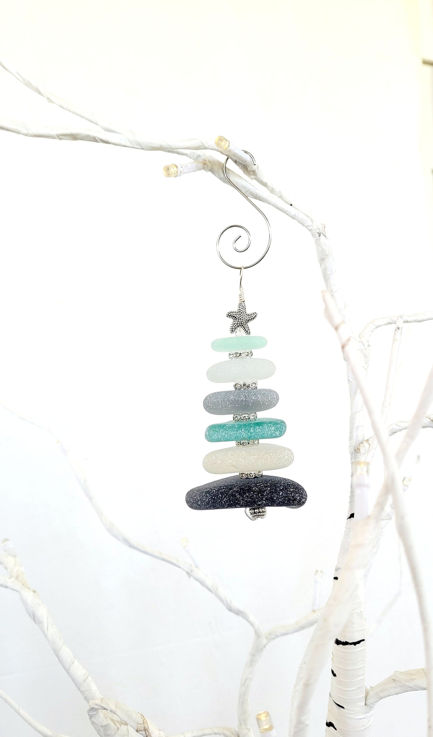 Sea Glass Christmas Tree Ornament/Sea Glass Pine Tree Ornament/Genuine Sea Glass Tree Ornament/32