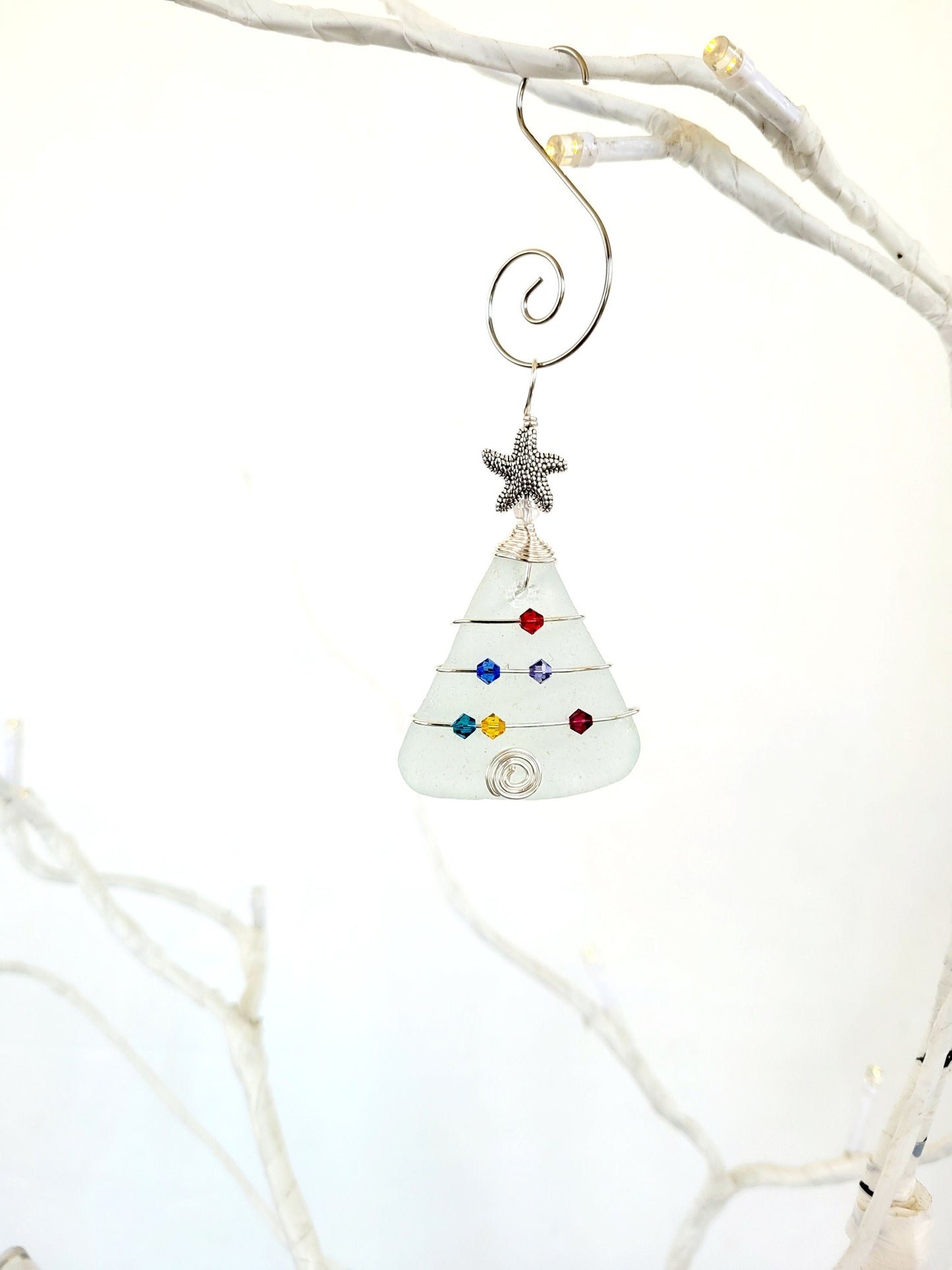 Genuine Sea Glass Christmas Tree Pendant/Sea Glass Christmas Tree Ornament/Coastal Ornament/Beach Decor/48d