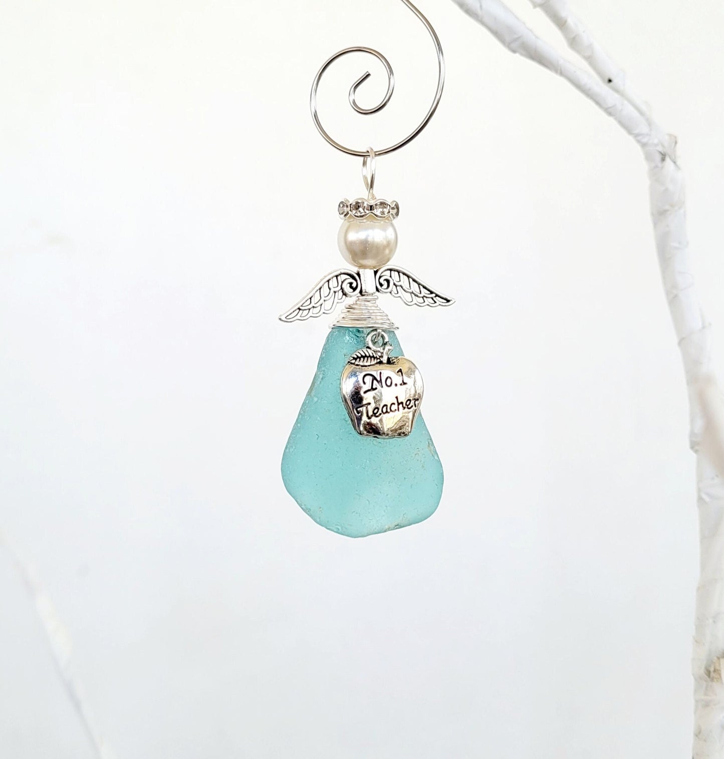 Genuine Sea Glass Angel/Teacher Appreciation Gift/Teacher Angel/Angel for a Teacher/Angel Car Charm/163