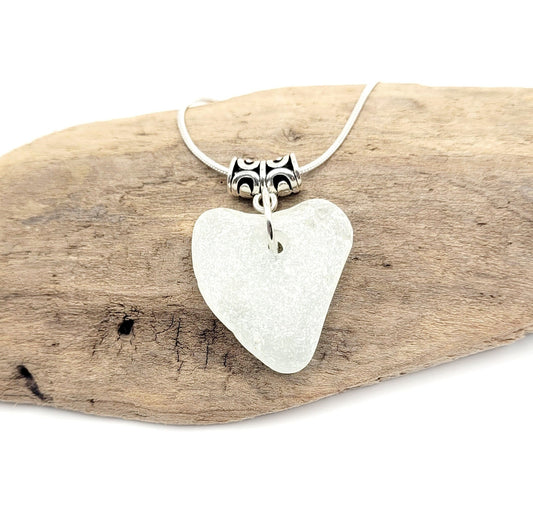 Genuine Sea Glass Pendant/Heart Sea Glass Pendant/Natural Heart Sea Glass Pendant/Anniversary Gift/Gift for her/Unique Gift/132