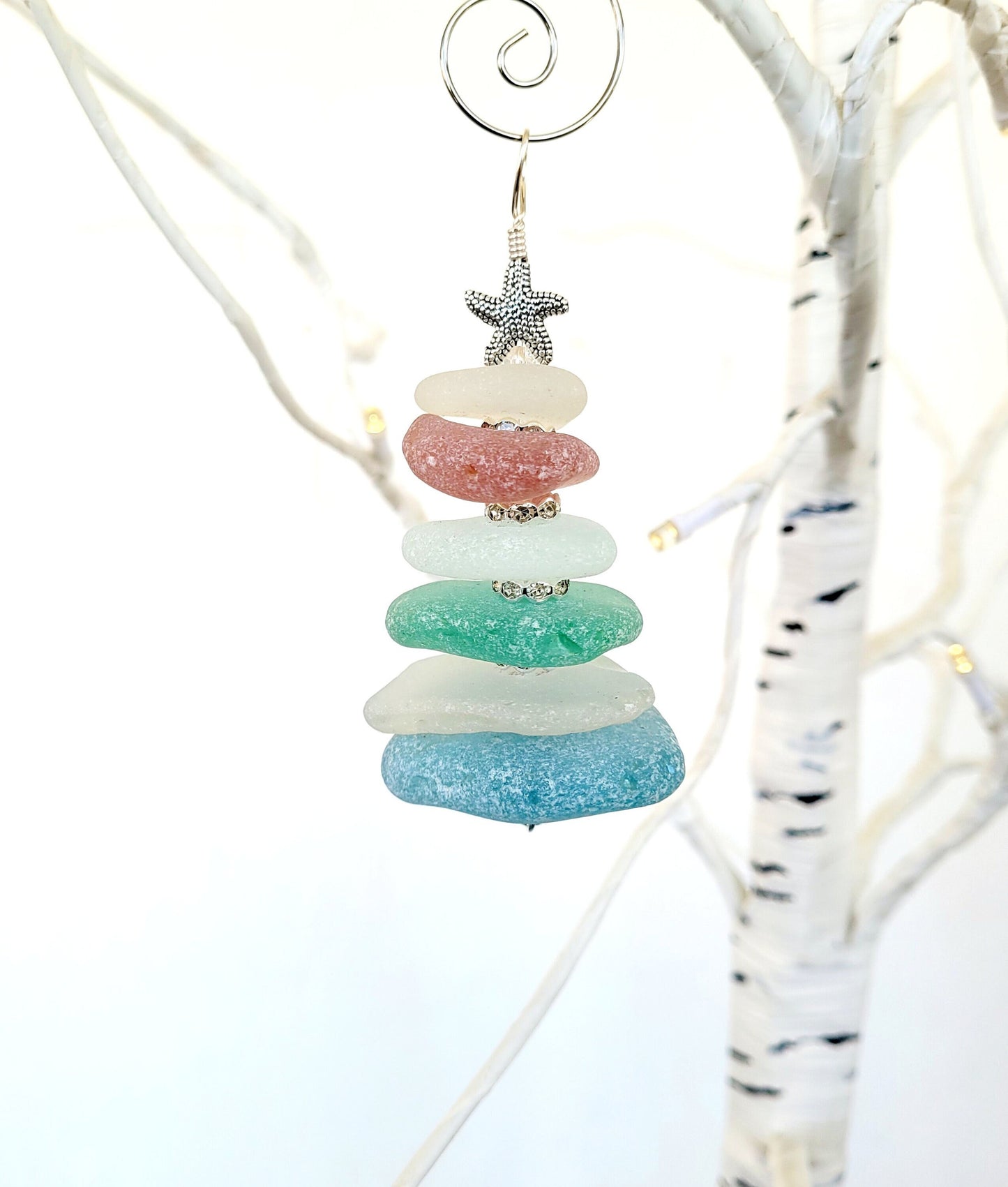 Sea Glass Christmas Tree Ornament/Sea Glass Pine Tree Ornament/Genuine Sea Glass Tree Ornament/34