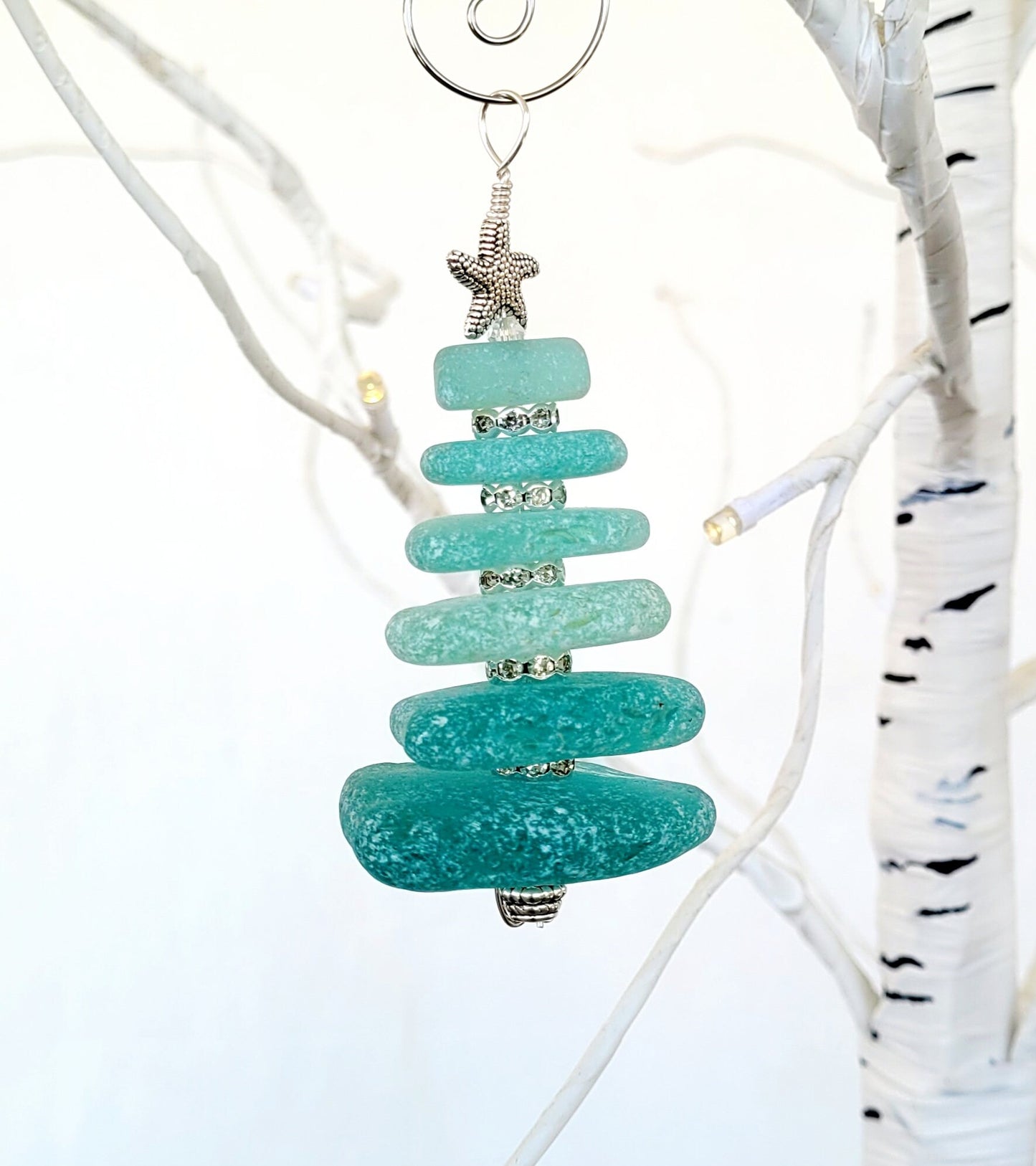 Sea Glass Christmas Tree Ornament/Sea Glass Pine Tree Ornament/Genuine Sea Glass Tree Ornament/35