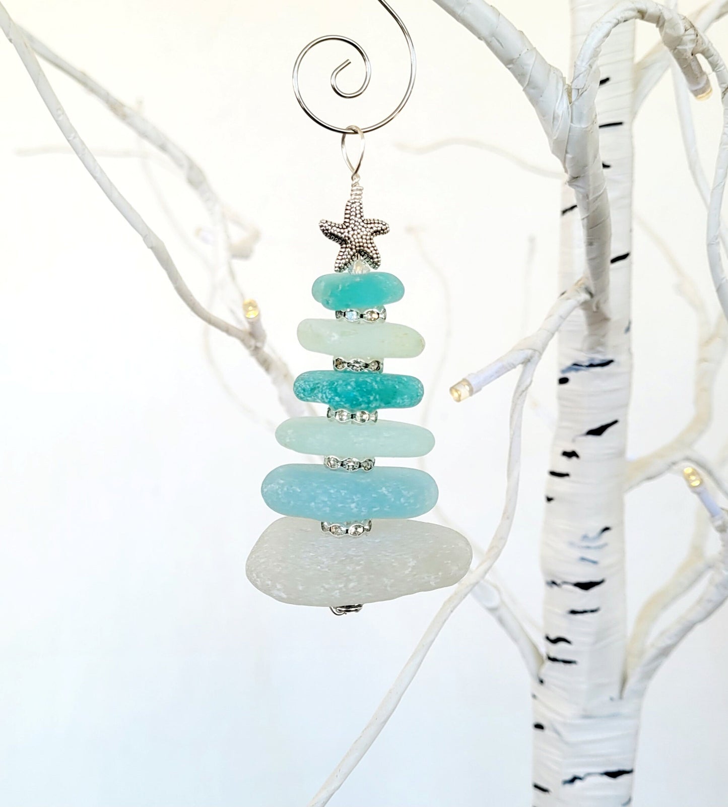 Sea Glass Christmas Tree Ornament/Sea Glass Pine Tree Ornament/Genuine Sea Glass Tree Ornament/37