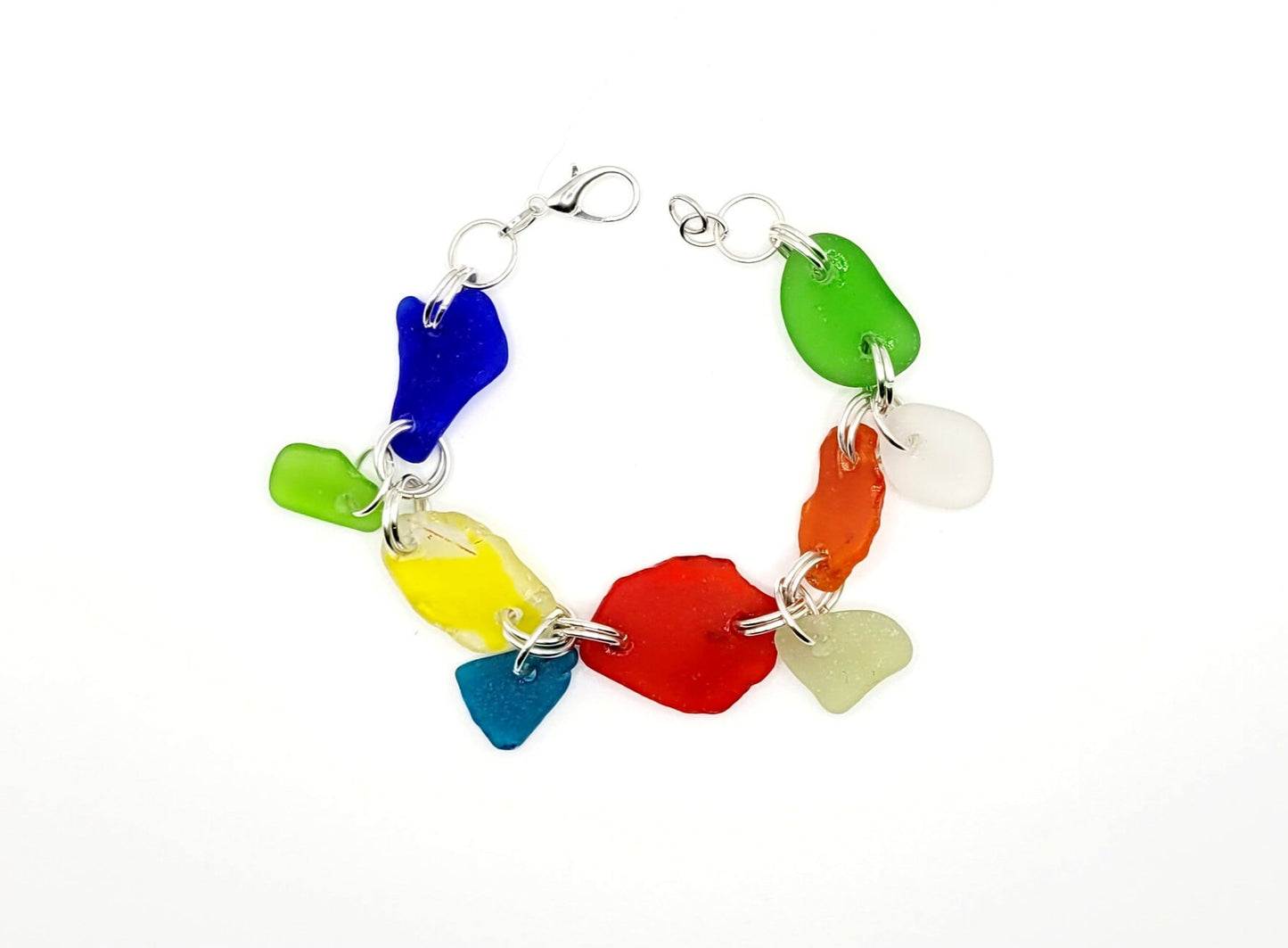 Sea Glass Bracelet/Genuine Sea Glass/Sea Glass Charm Bracelet/Beach Glass Bracelet/Nautical Bracelet/1F