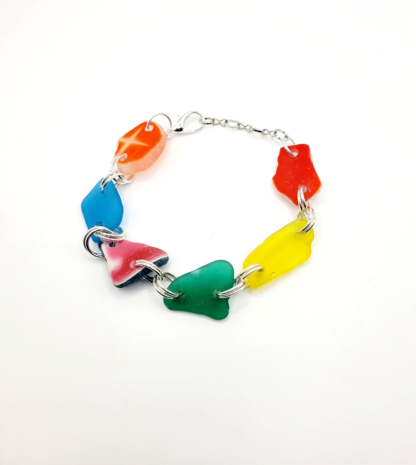 Sea Glass Bracelet/Genuine Sea Glass/UV Yellow Sea Glass Charm Bracelet/Beach Glass Bracelet/Nautical Bracelet/2F