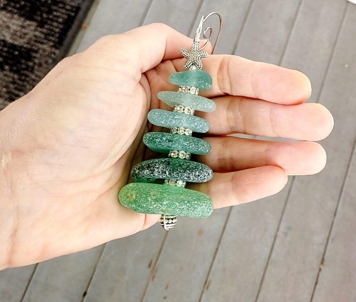 Sea Glass Christmas Tree Ornament/Sea Glass Pine Tree Ornament/Genuine Sea Glass Tree Ornament/53