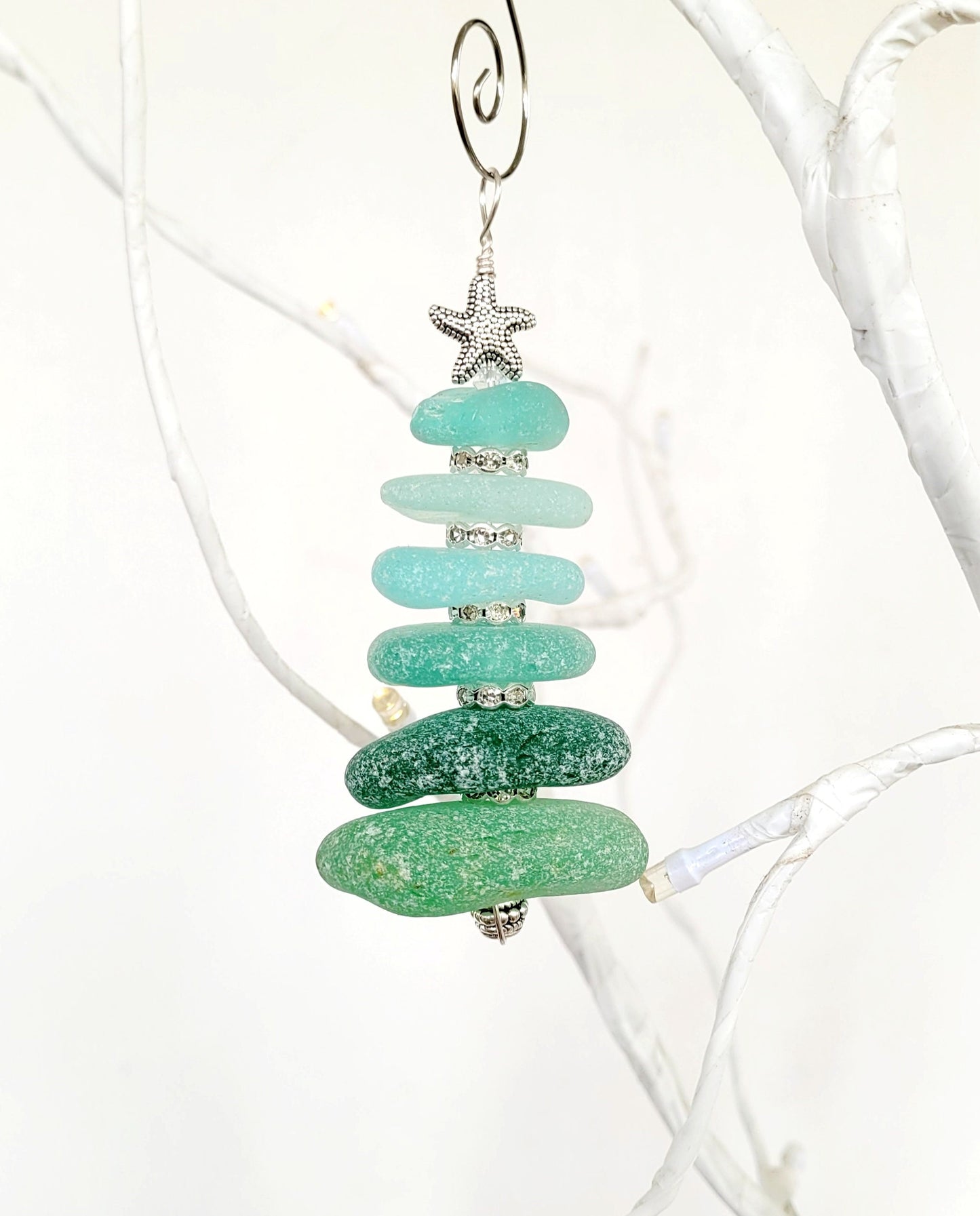 Sea Glass Christmas Tree Ornament/Sea Glass Pine Tree Ornament/Genuine Sea Glass Tree Ornament/53