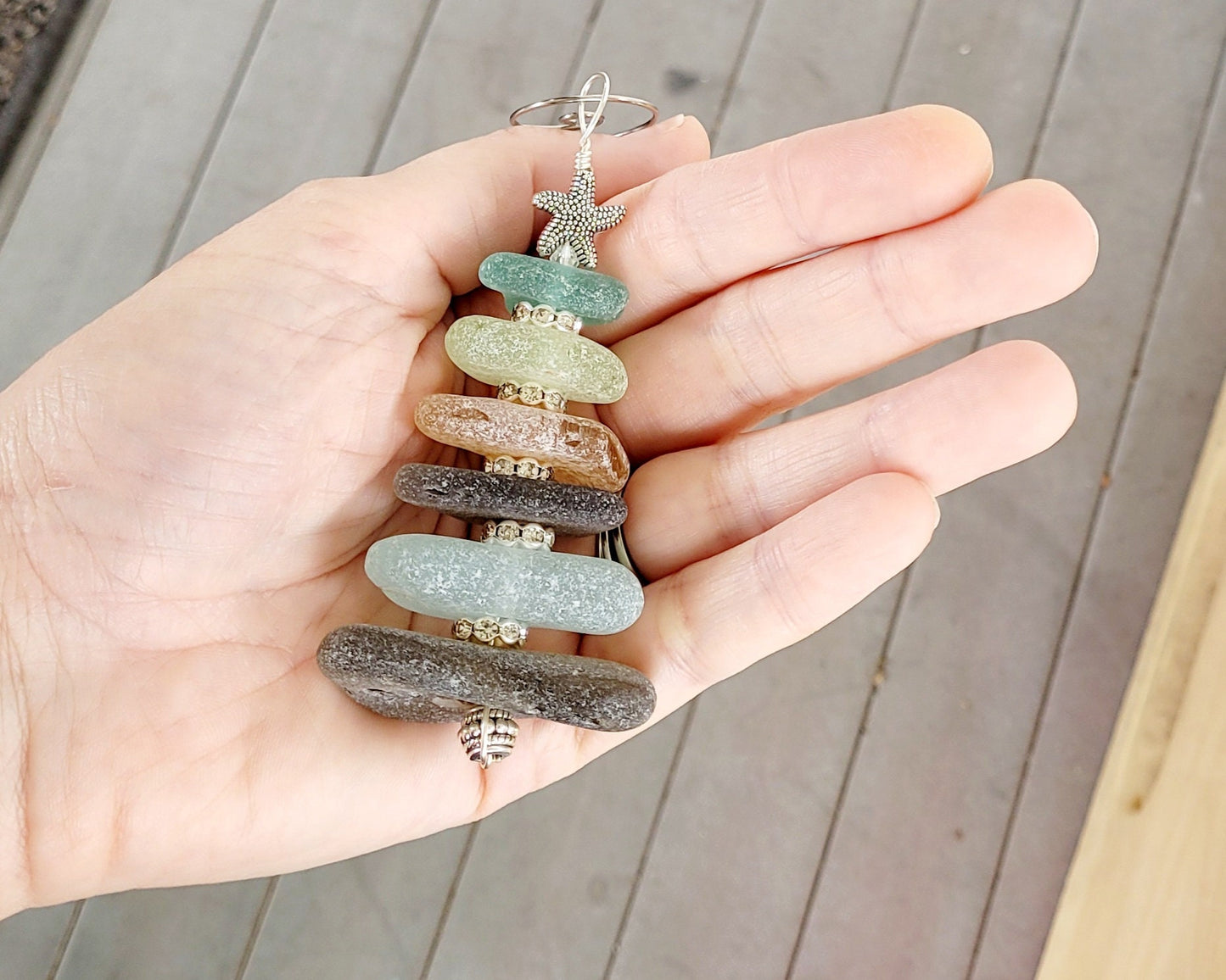 Sea Glass Christmas Tree Ornament/Sea Glass Pine Tree Ornament/Genuine Sea Glass Tree Ornament/52