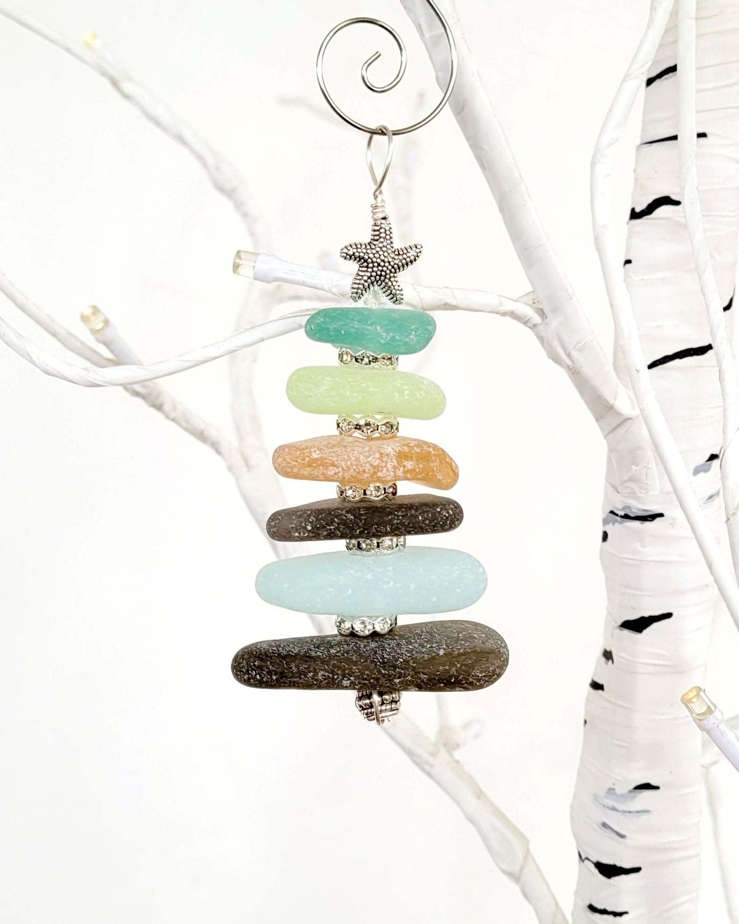 Sea Glass Christmas Tree Ornament/Sea Glass Pine Tree Ornament/Genuine Sea Glass Tree Ornament/52