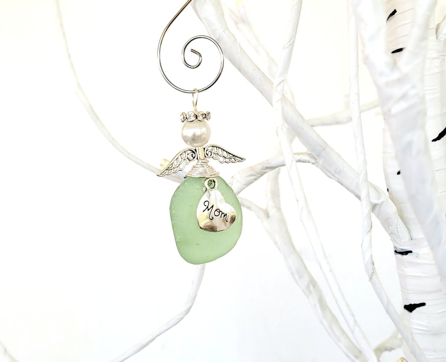 Genuine Sea Glass Angel Sun Catcher/Angel Car Charm/Angel Pendant/Angel Ornament/Get Well Gift/Gift for Her/Birthday Gift/174