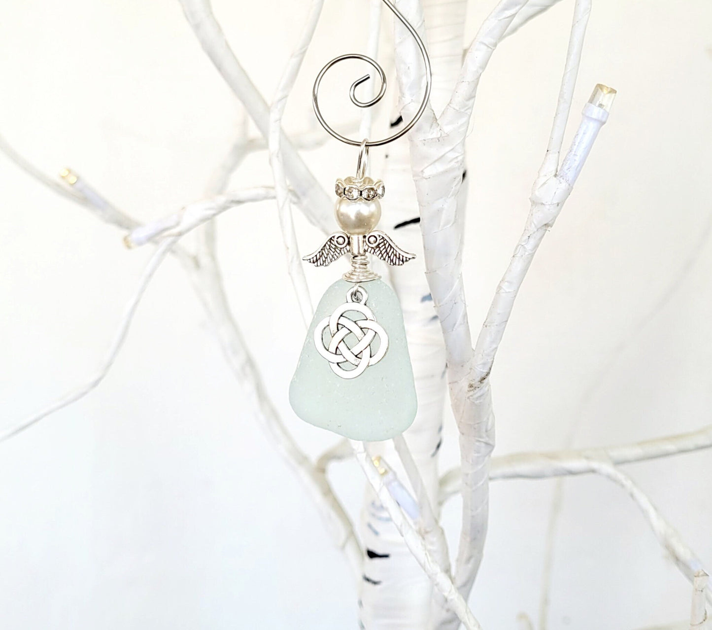 Genuine Sea Glass Angel Sun Catcher/Angel Car Charm/Angel Pendant/Angel Ornament/Get Well Gift/Gift for Her/Birthday Gift/152