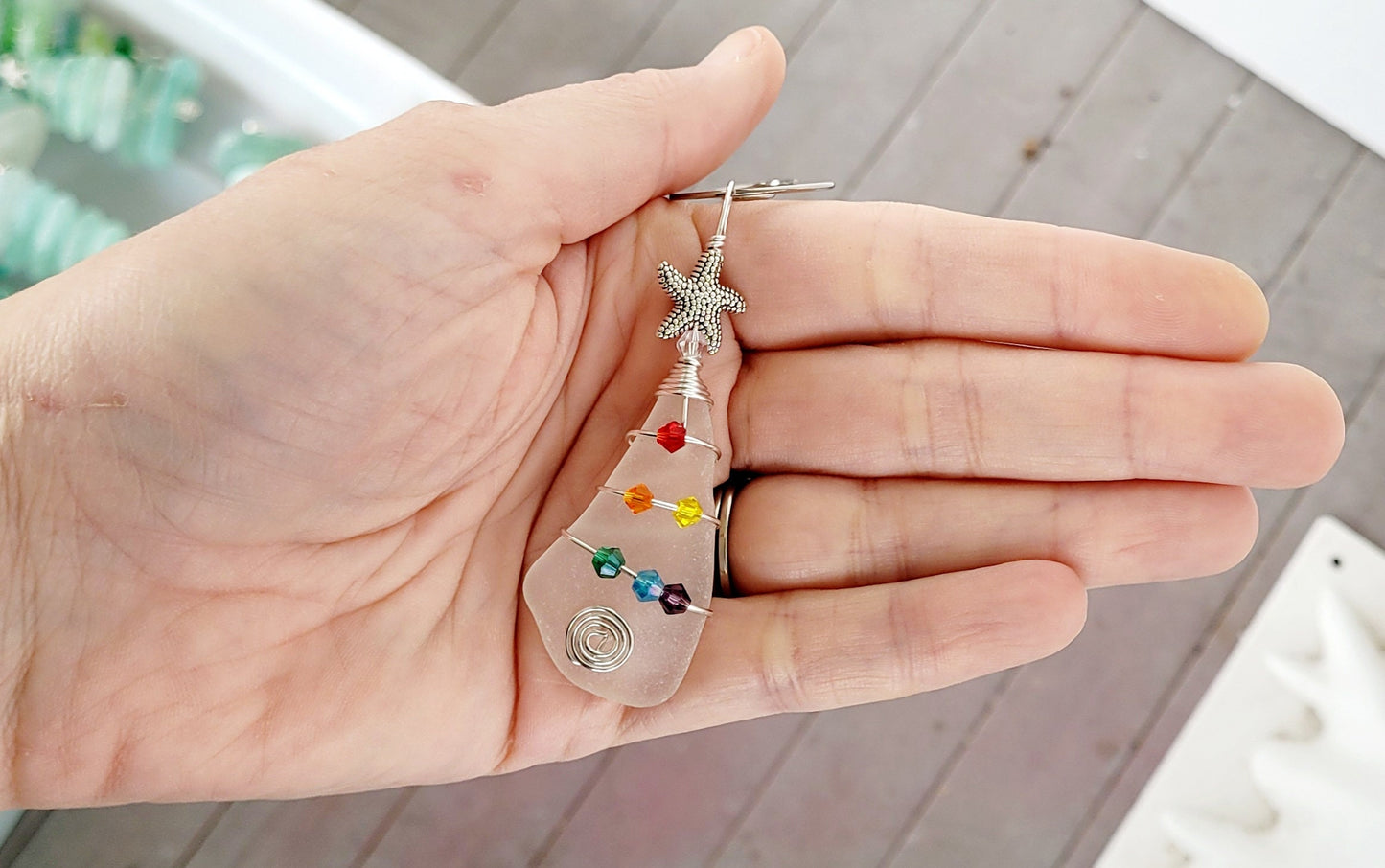 Genuine Sea Glass Christmas Tree Pendant/Sea Glass Christmas Tree Ornament/Coastal Ornament/Beach Decor/25d