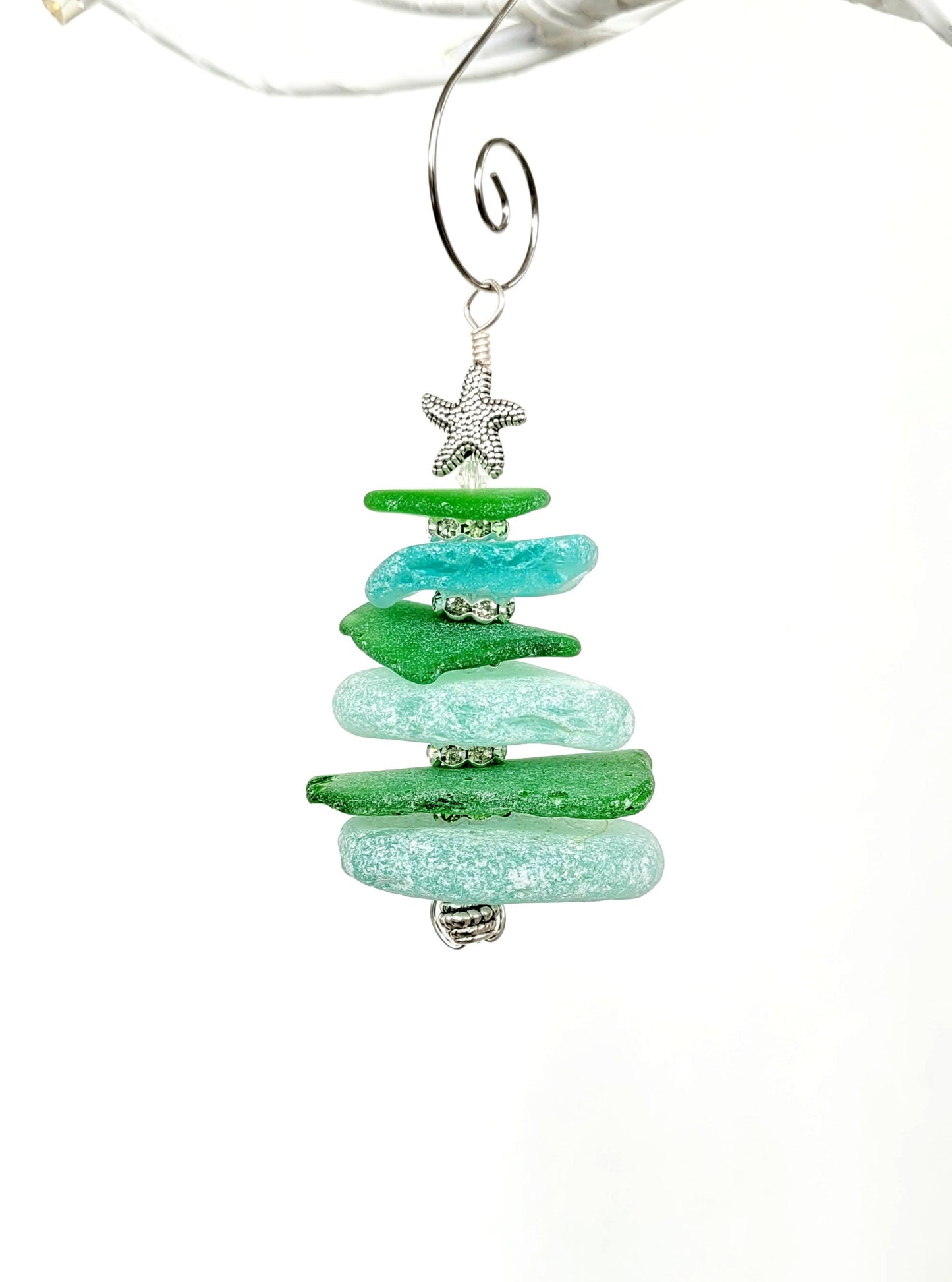 Sea Glass Christmas Tree Ornament/Sea Glass Pine Tree Ornament/Genuine Sea Glass Tree Ornament/4