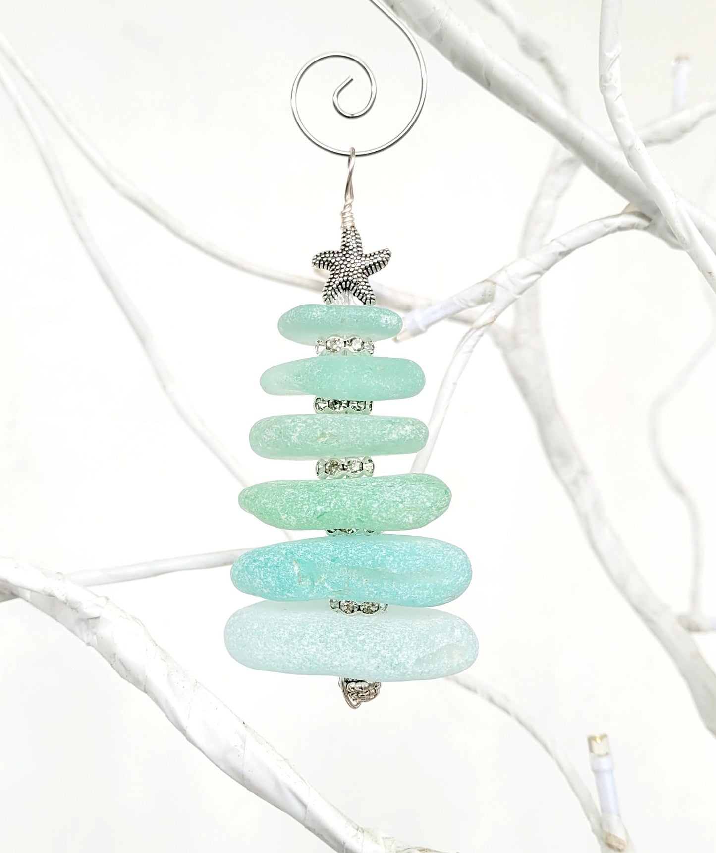 Sea Glass Christmas Tree Ornament/Sea Glass Pine Tree Ornament/Genuine Sea Glass Tree Ornament/5