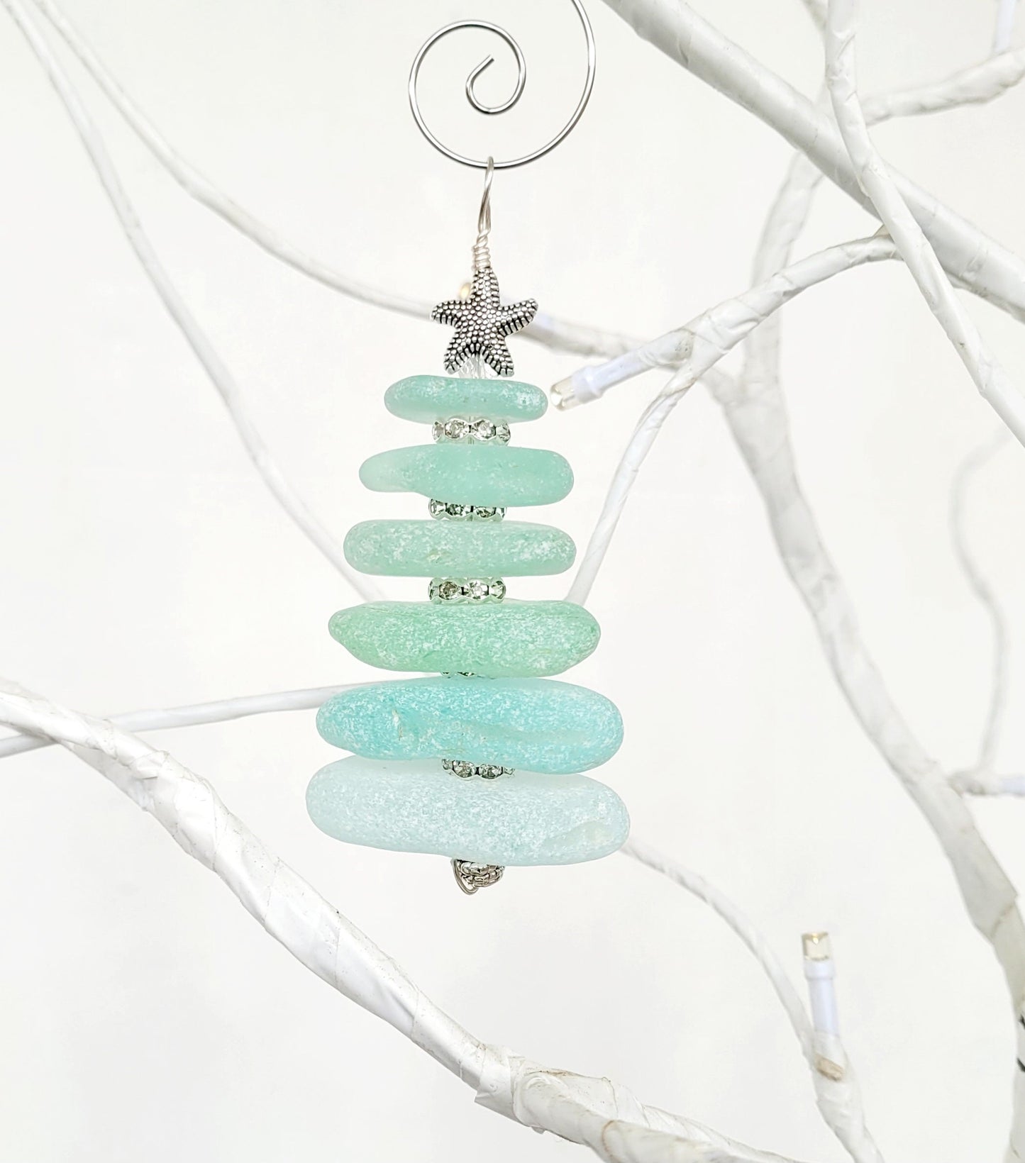 Sea Glass Christmas Tree Ornament/Sea Glass Pine Tree Ornament/Genuine Sea Glass Tree Ornament/5