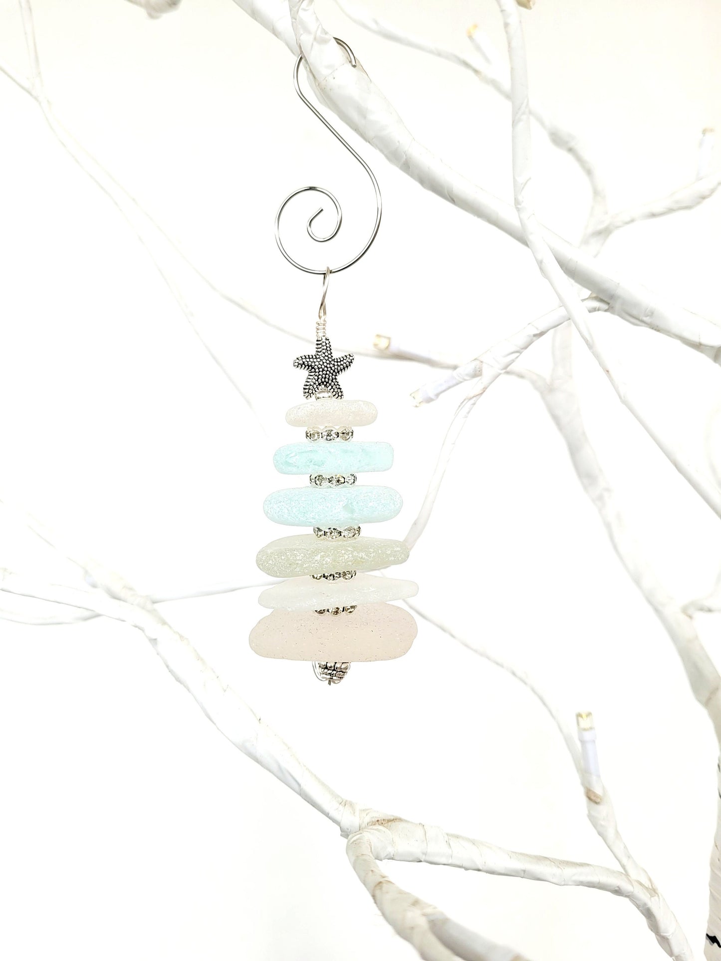 Sea Glass Christmas Tree Ornament/Sea Glass Pine Tree Ornament/Genuine Sea Glass Tree Ornament/8