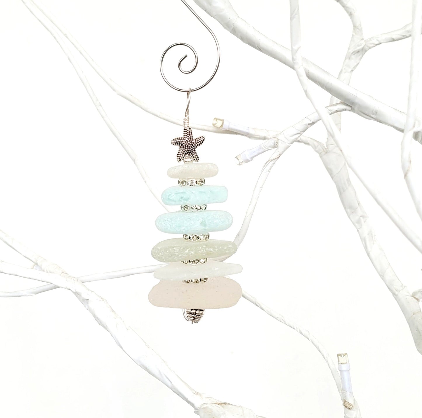 Sea Glass Christmas Tree Ornament/Sea Glass Pine Tree Ornament/Genuine Sea Glass Tree Ornament/8