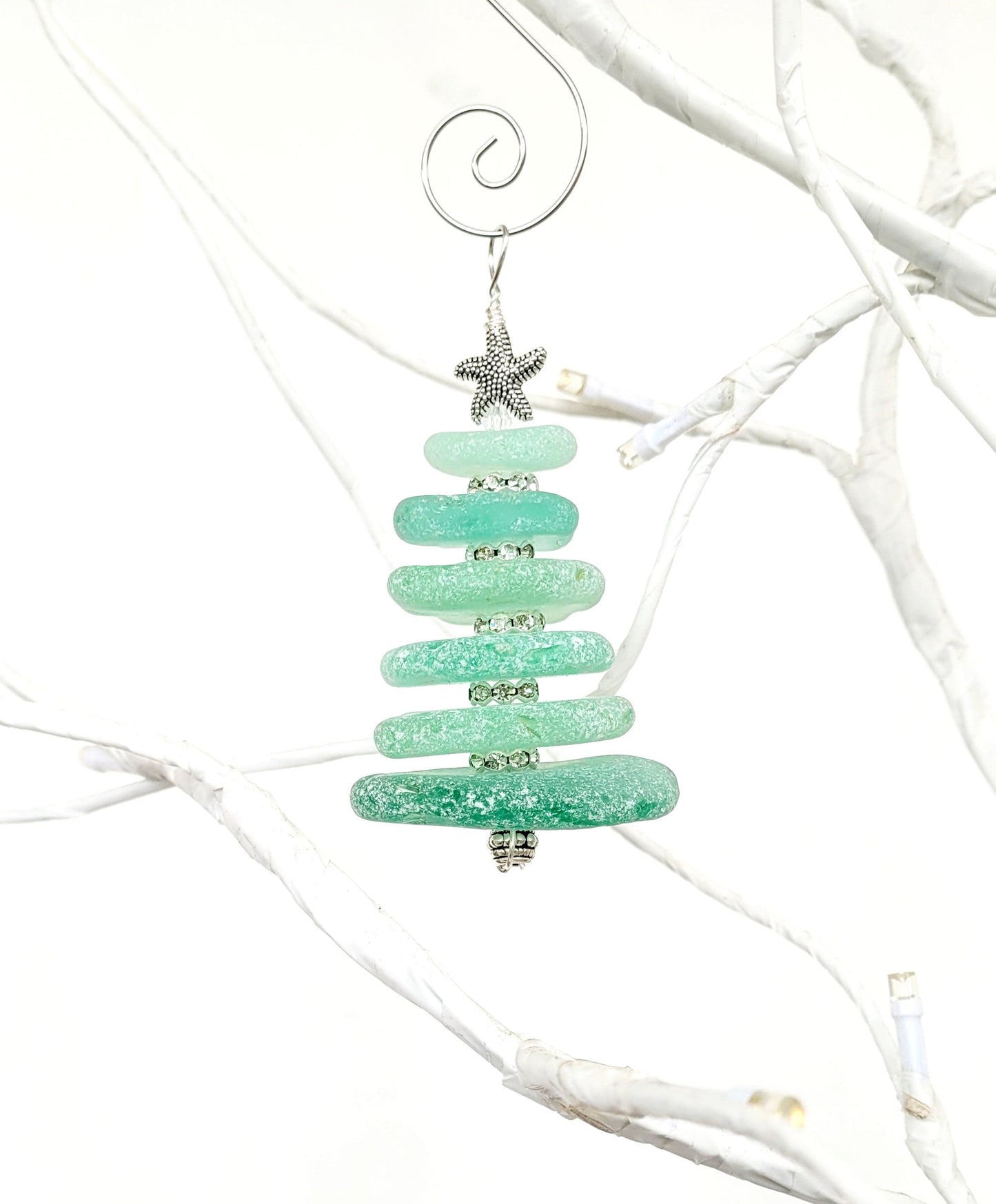 Sea Glass Christmas Tree Ornament/Sea Glass Pine Tree Ornament/Genuine Sea Glass Tree Ornament/9