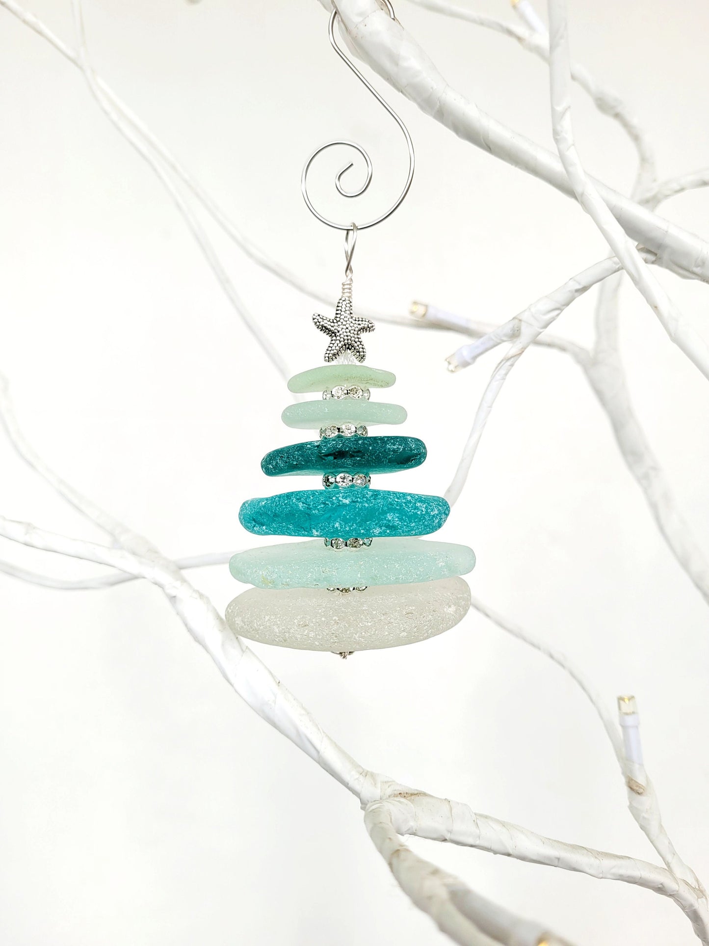 Sea Glass Christmas Tree Ornament/Sea Glass Pine Tree Ornament/Genuine Sea Glass Tree Ornament/11