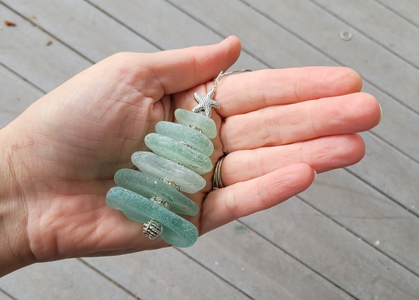 Sea Glass Christmas Tree Ornament/Sea Glass Pine Tree Ornament/Genuine Sea Glass Tree Ornament/12