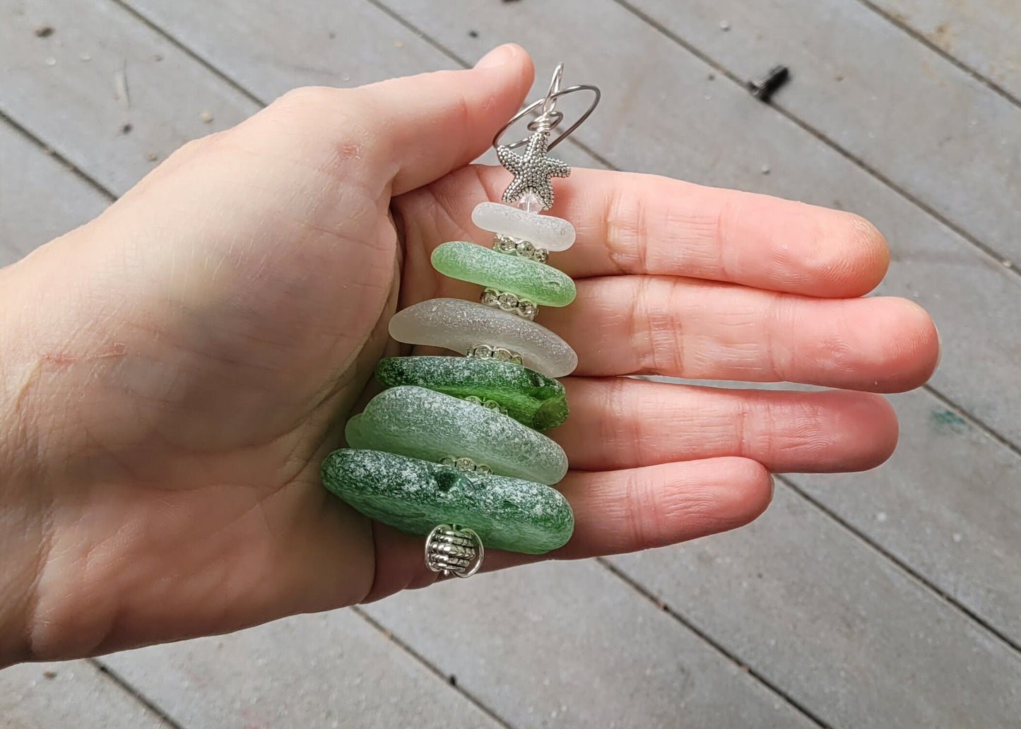 Sea Glass Christmas Tree Ornament/Sea Glass Pine Tree Ornament/Genuine Sea Glass Tree Ornament/15