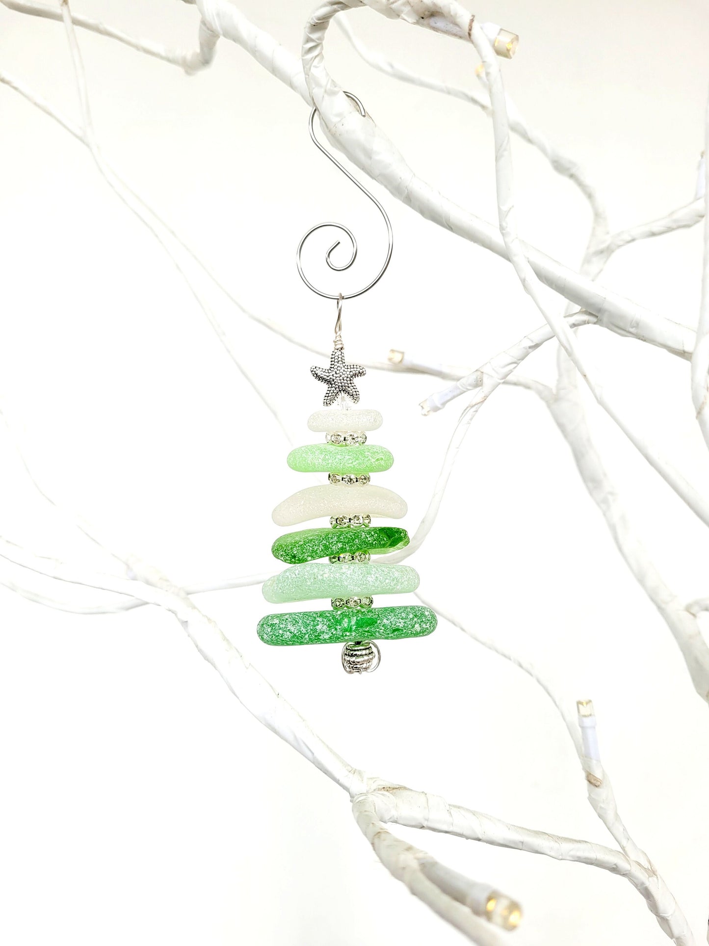 Sea Glass Christmas Tree Ornament/Sea Glass Pine Tree Ornament/Genuine Sea Glass Tree Ornament/15