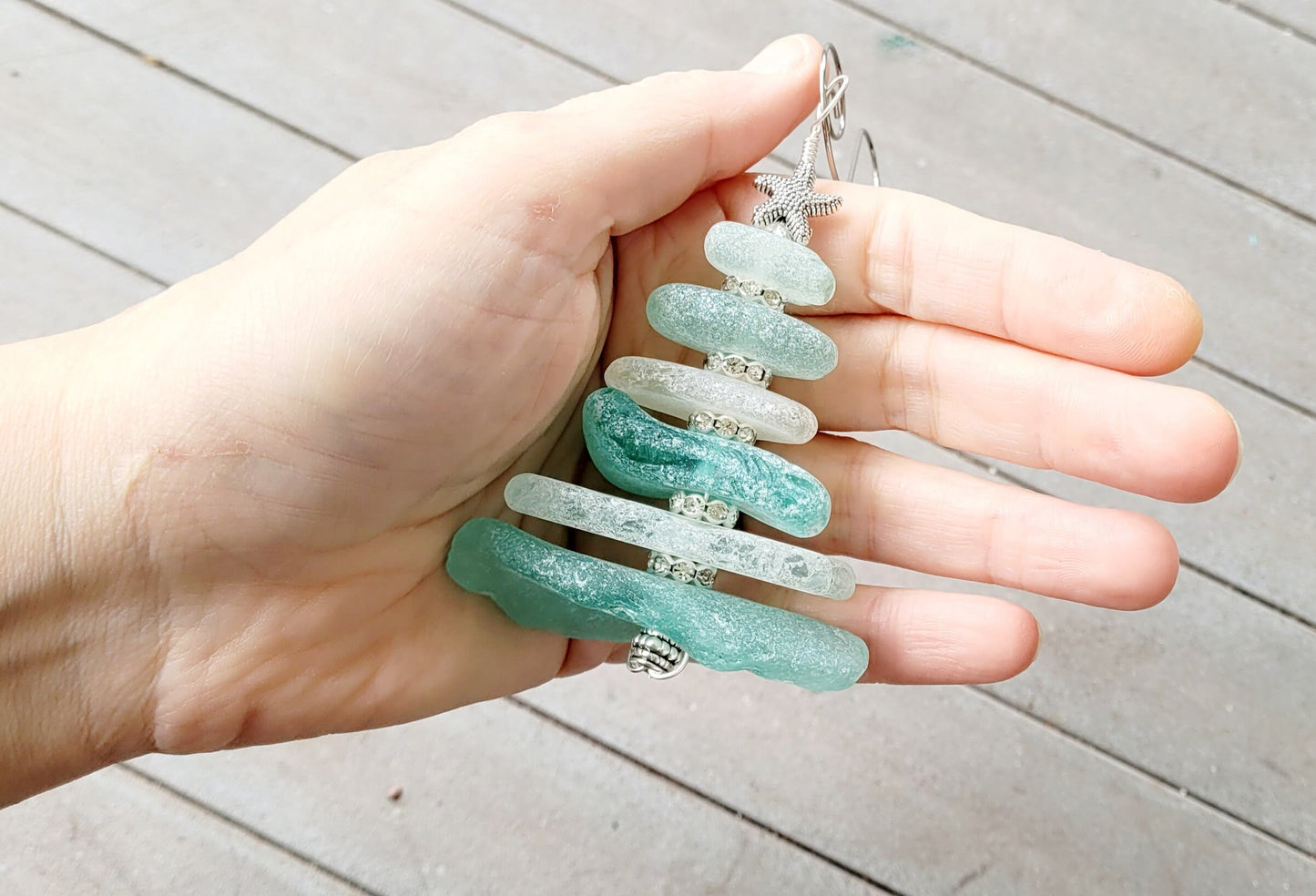 Sea Glass Christmas Tree Ornament/Sea Glass Pine Tree Ornament/Genuine Sea Glass Tree Ornament/17